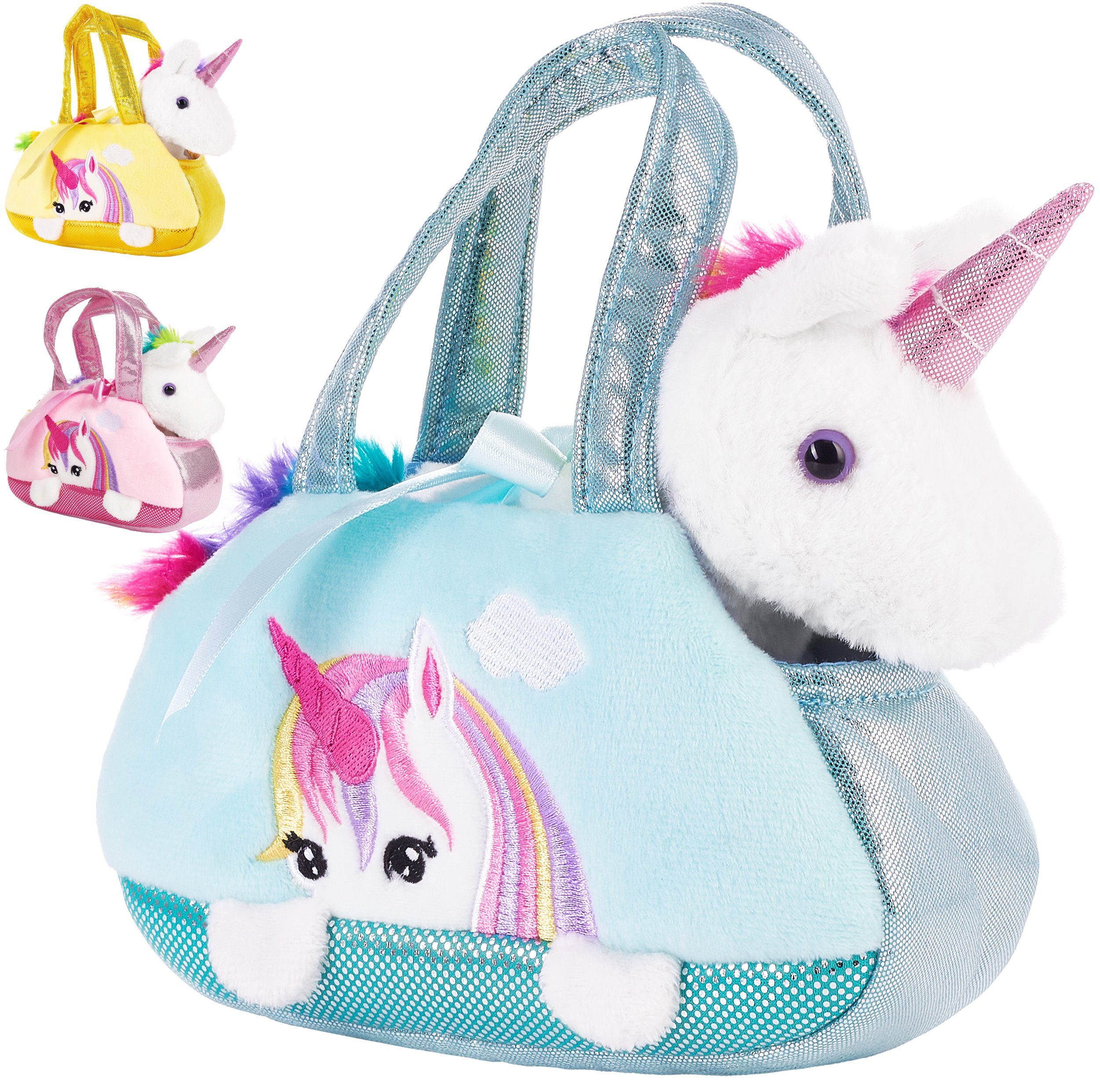 Kuscheltier Einhorn Tasche Regenbogen 20 cm