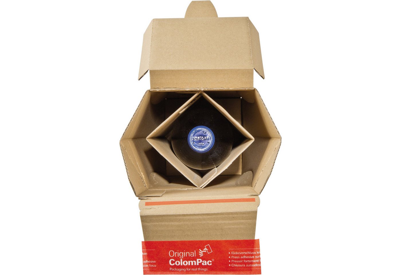 Thumbnail - COLOMPAC Versandkarton Flaschenversandkarton CP181.101 IM:74x74x305mm 1 Flasche braun.