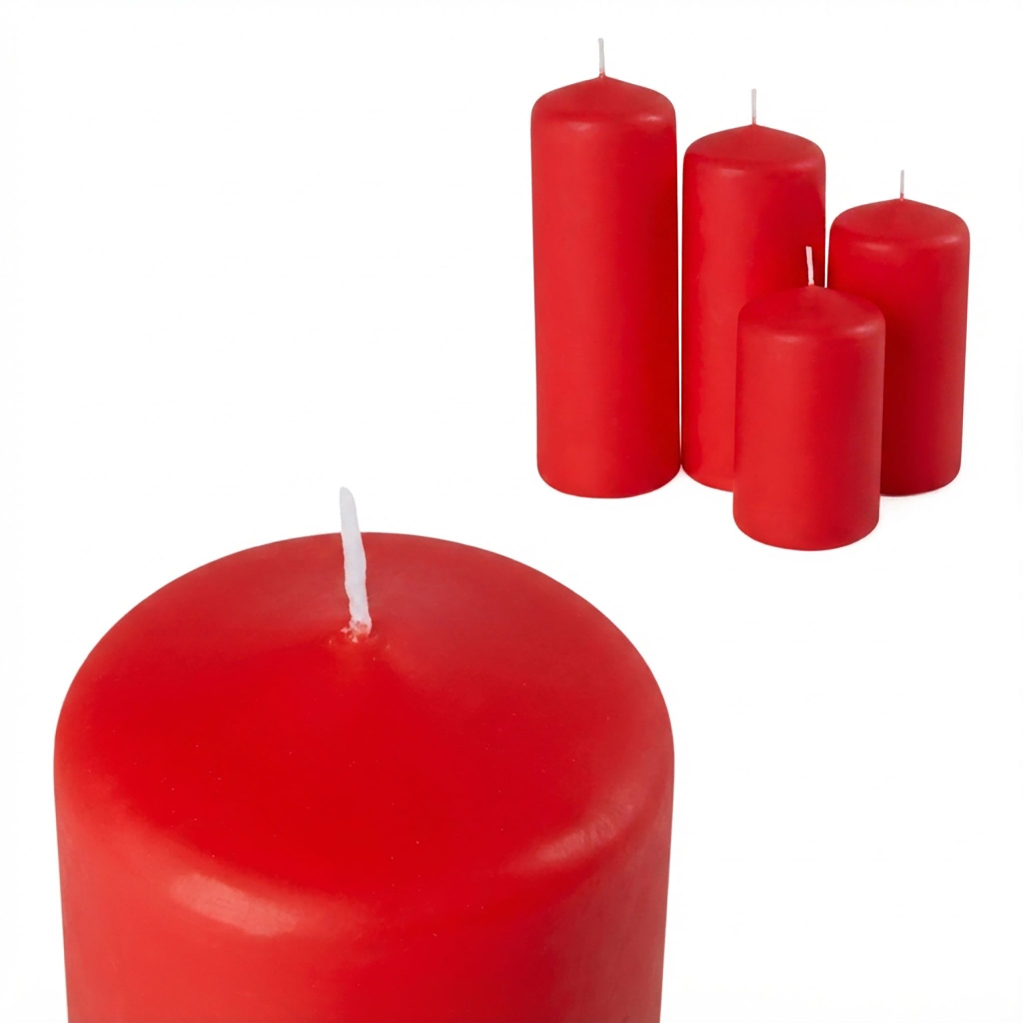 Spetebo LED-Kerze Echtwachs Stumpenkerzen 4er Set - bordeaux rot, warmweiß – Bild 2 von 5