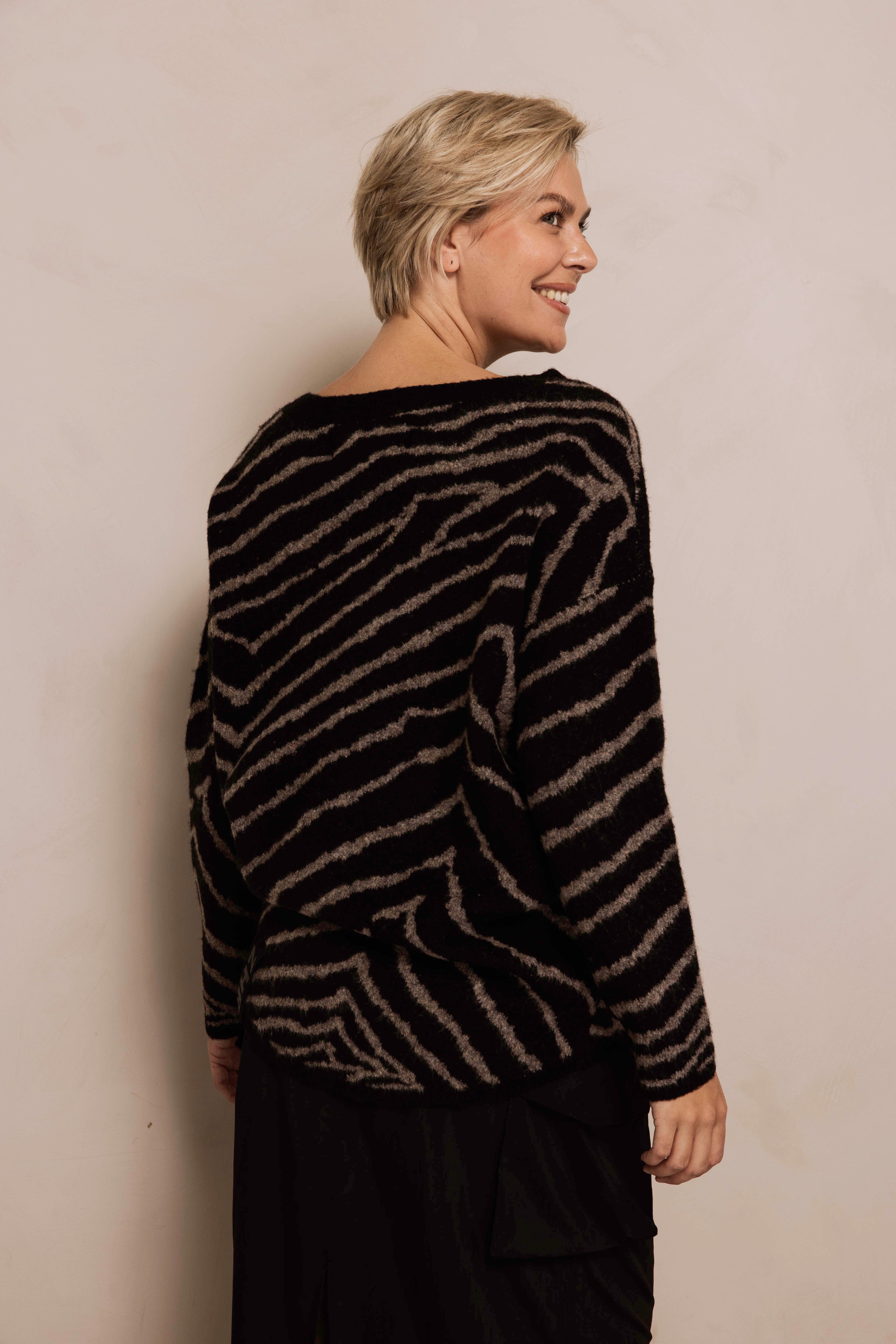 Zhrill Strickpullover ZHNINA ZEBRA mit Animal-Streifen-Print, mit Wolle günstig online kaufen