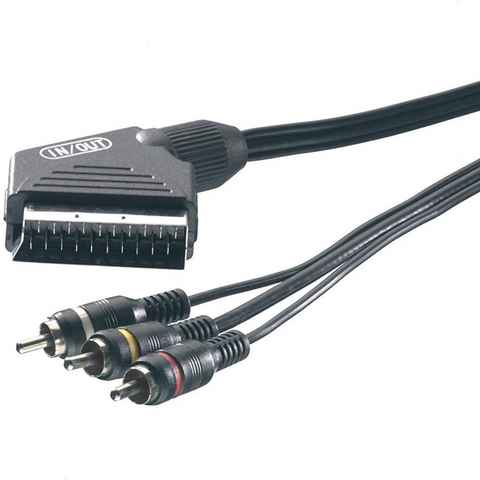 Vivanco 2m Scart-Kabel auf Cinch Adapter-Kabel IN/OUT Video-Kabel, Scart, (200 cm), Scart-Stecker auf Cinch-Stecker Audio + Video Composide, für TV PC etc