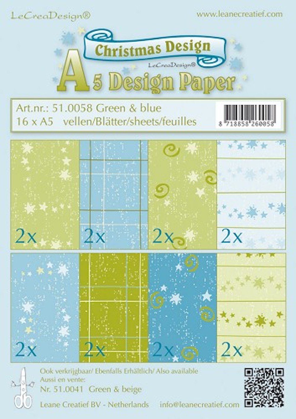16 H-Erzmade Papier / Sortiment Grün Weihnachten Zeichenpapier Blau Design