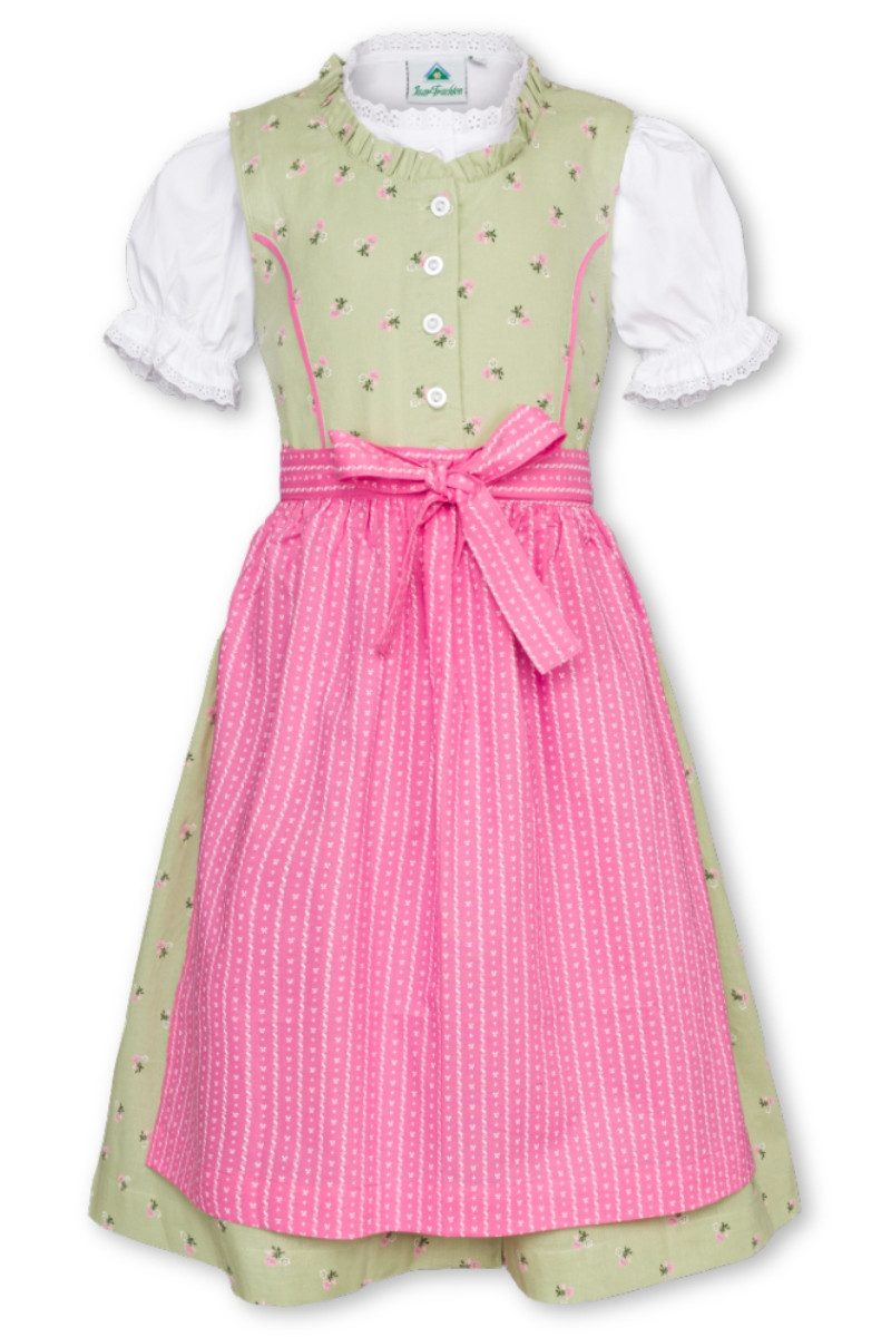 Isar-Trachten Dirndl Kinderdirndl 3tlg. - DALINA - hellgrün/rosa