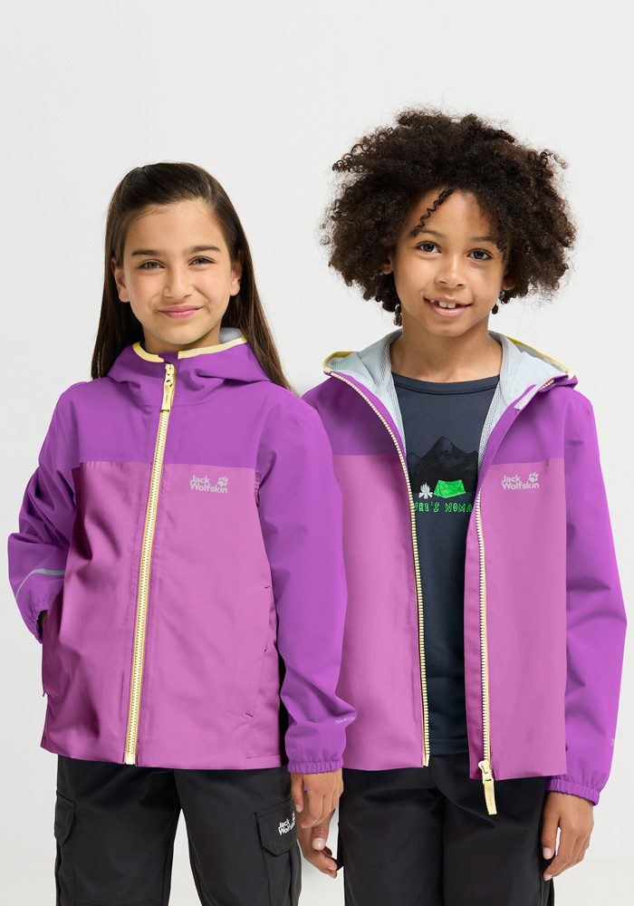 Jack Wolfskin Regenjacke ADVENTURETRIBE 2L JKT K atmungsaktiv, wasserdicht, mit Reißverschluss