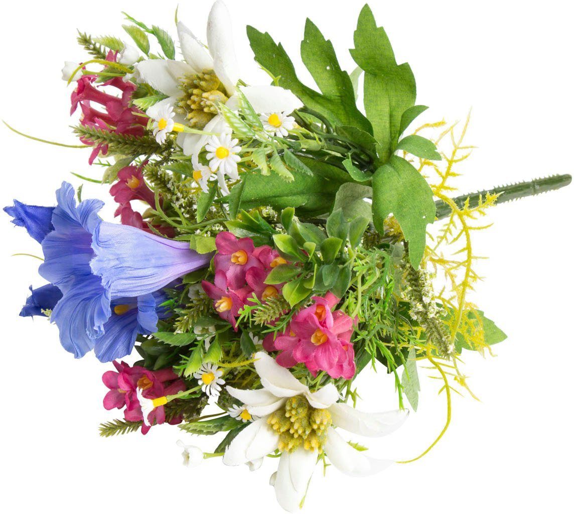 Kunstblume »Edelweiß-Enzian-Alpenrosenstrauß« Alpenblüten, Botanic-Haus, Höhe 22 cm-HomeTrends