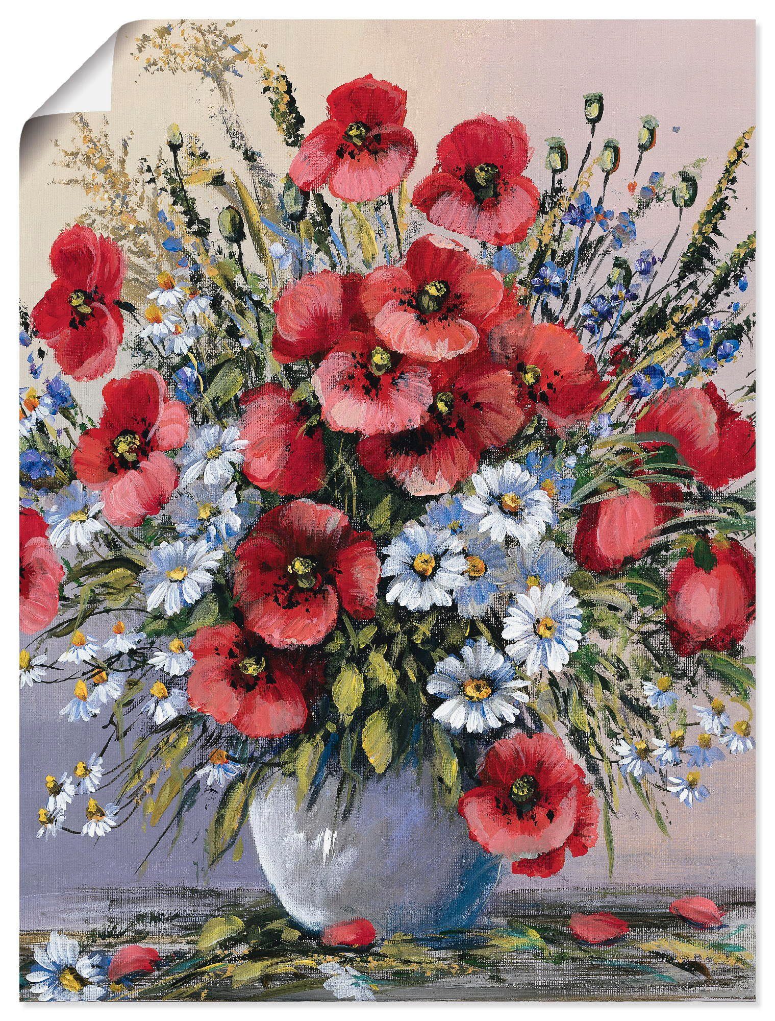 Poster Artland in Mohnblumen, Leinwandbild, (1 St), Größen als Rote oder Wandbild versch. Blumen Wandaufkleber