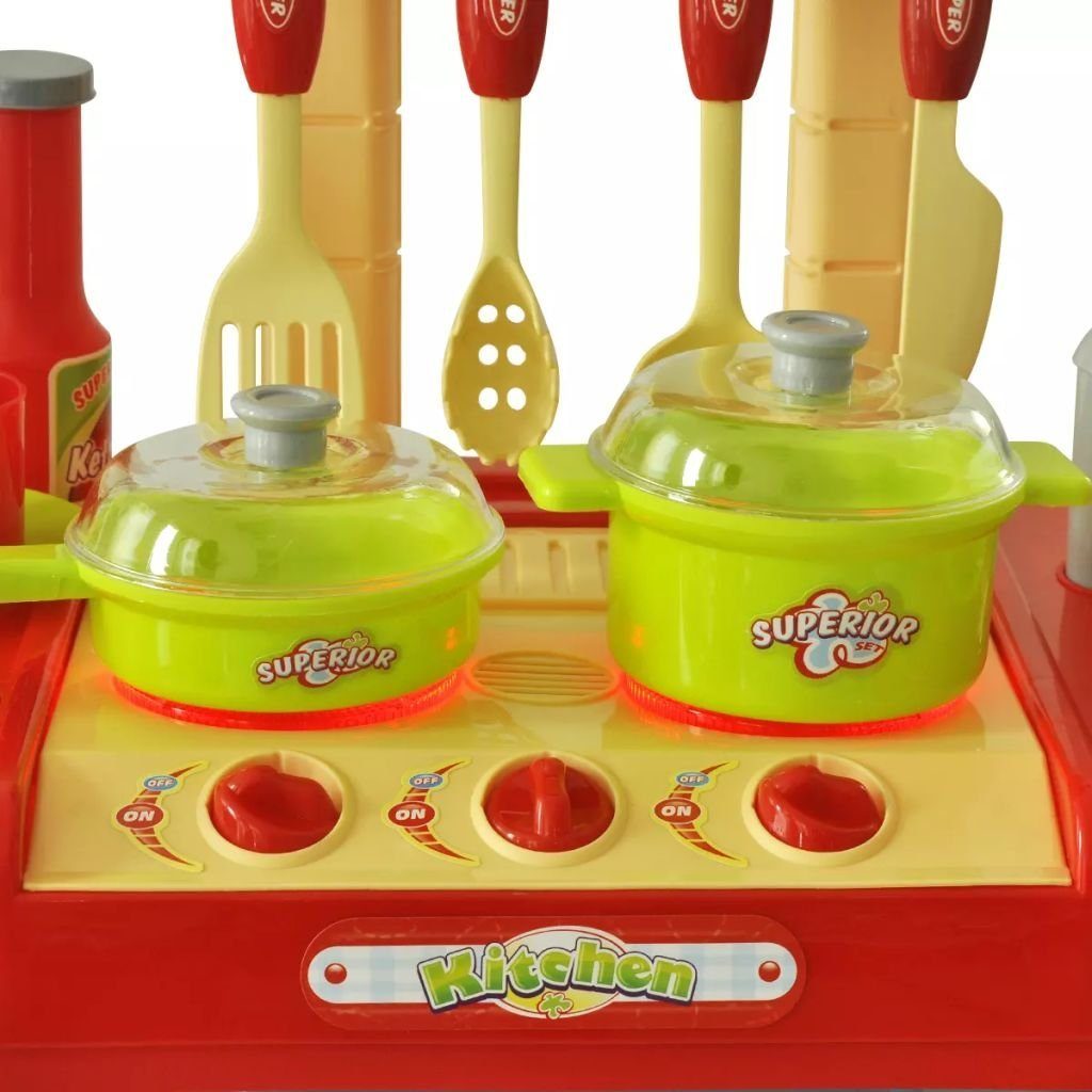 red Licht- Kinder-Küchenset vidaXL Zubehör yellow + Kunsts mit Kinderküche blue und mit + Spielküche Soundeffekten