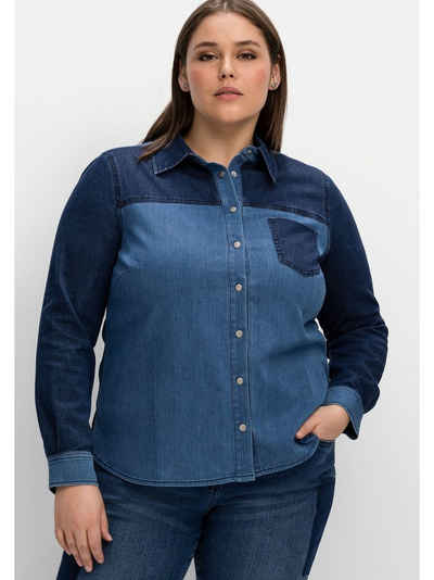 Sheego Jeansbluse Große Größen im Colourblocking, leicht tailliert