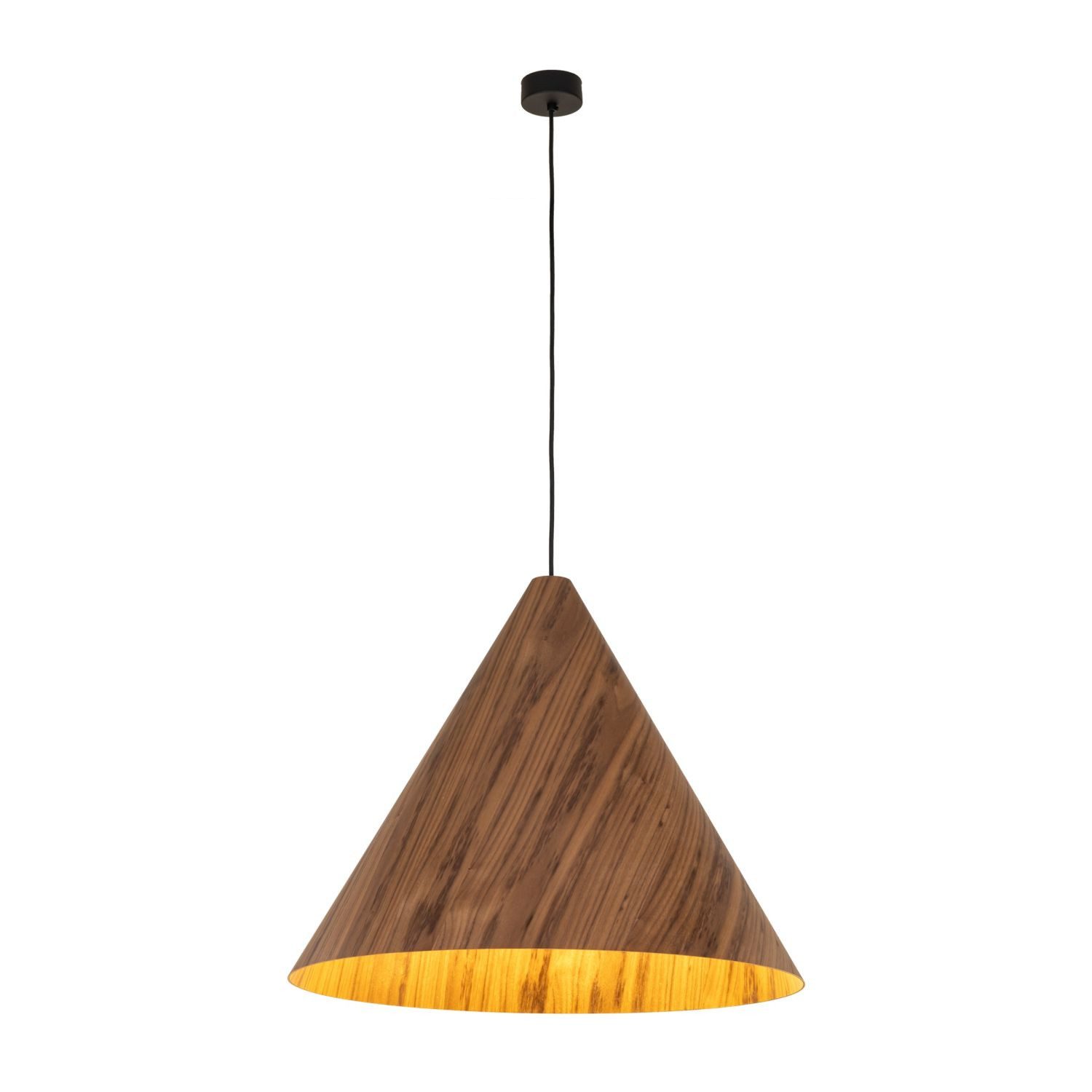 Licht-Erlebnisse Pendelleuchte EVOLN, ohne Leuchtmittel, Metall Holz E27 D: 61 cm H: max. 210 cm Schwarz Eiche rund Modern