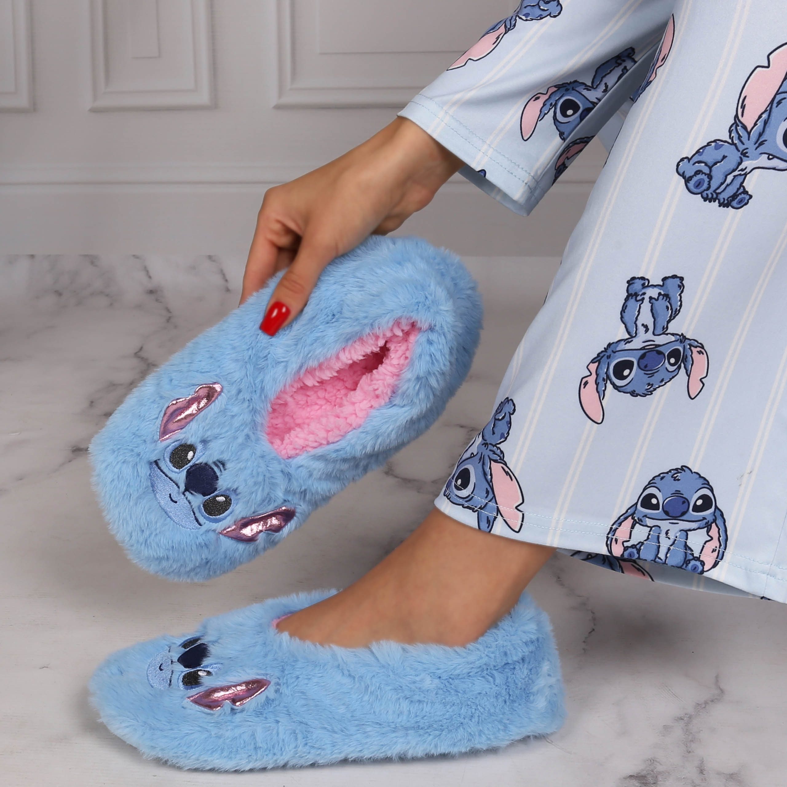 Disney DISNEY Stitch Mädchen Hausschuhe, warm, rutschfest, Hineinschlüpfen Plüsch Hausschuhe