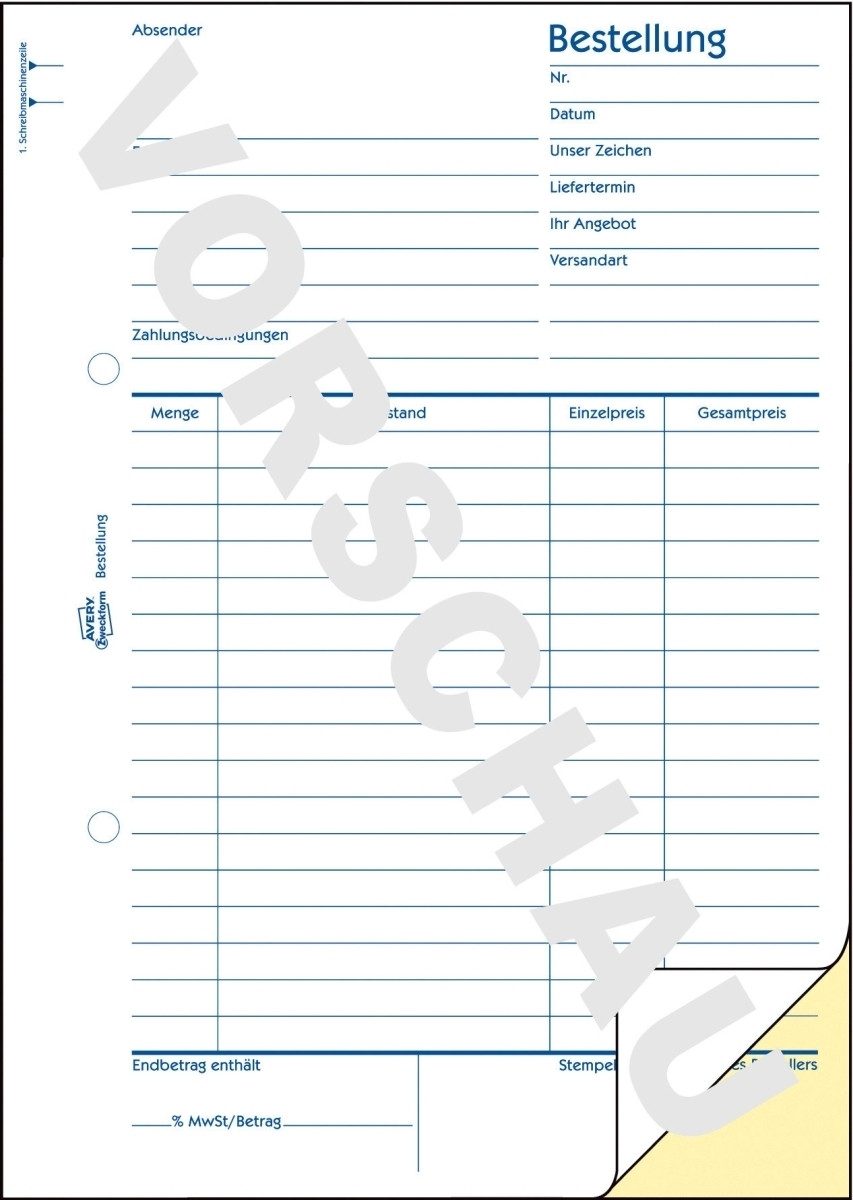 Formularblock Formularbuch Bestellung A5 selbstdurchschreibend 2x40 Blatt