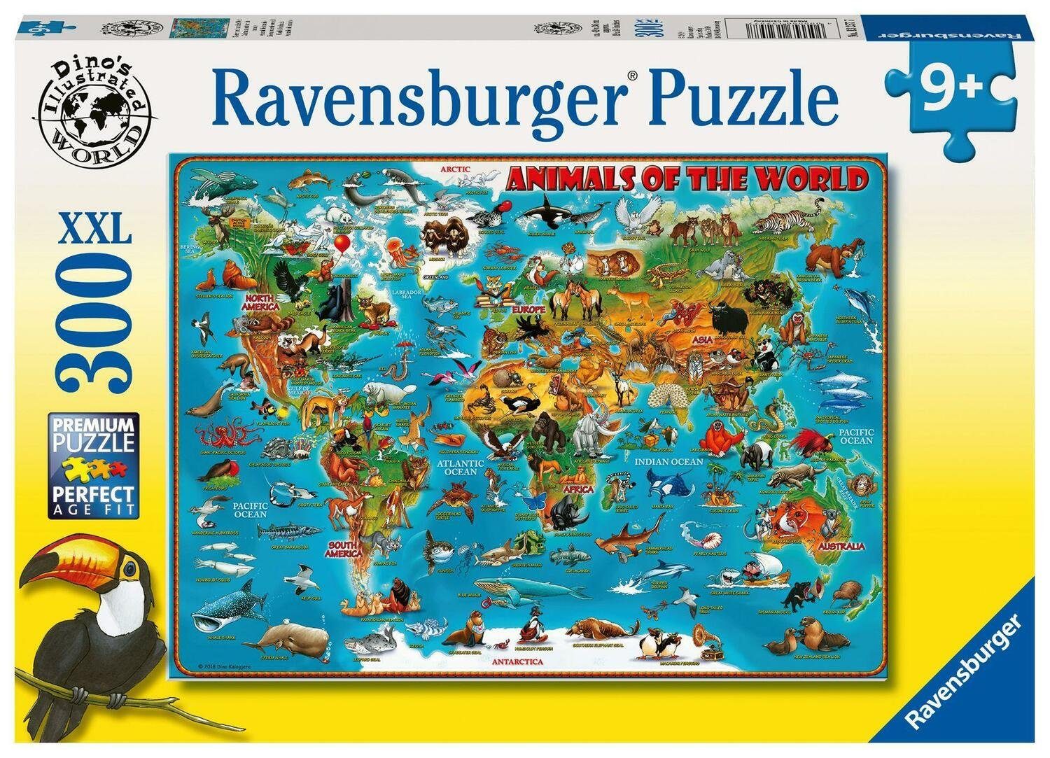 300p, 200 rund Puzzleteile um Welt Puzzle Tiere die Ravensburger