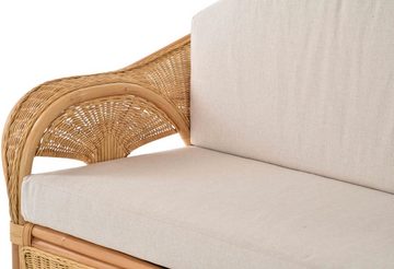 Krines Home Recamiere Rattan Recamiere Palm Chaiselongue Rattanliege mit Polster, Links, Rattanmöbel Lounge Liege