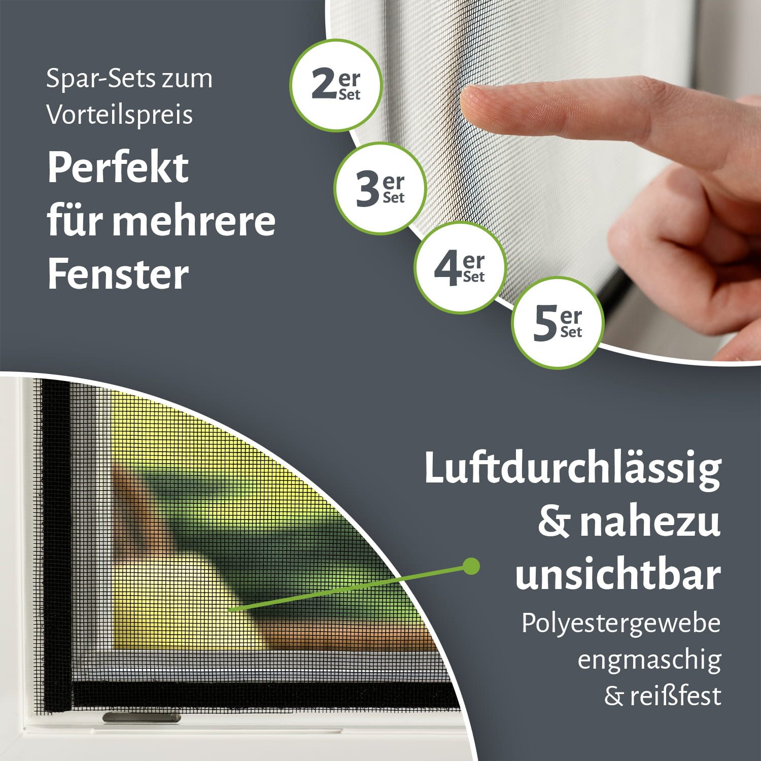 empasa Insektenschutz-Fensterrahmen mit Klettband, (5-St), Polyester Fliegengitter Fenster mit Klettband – Bild 4 von 5