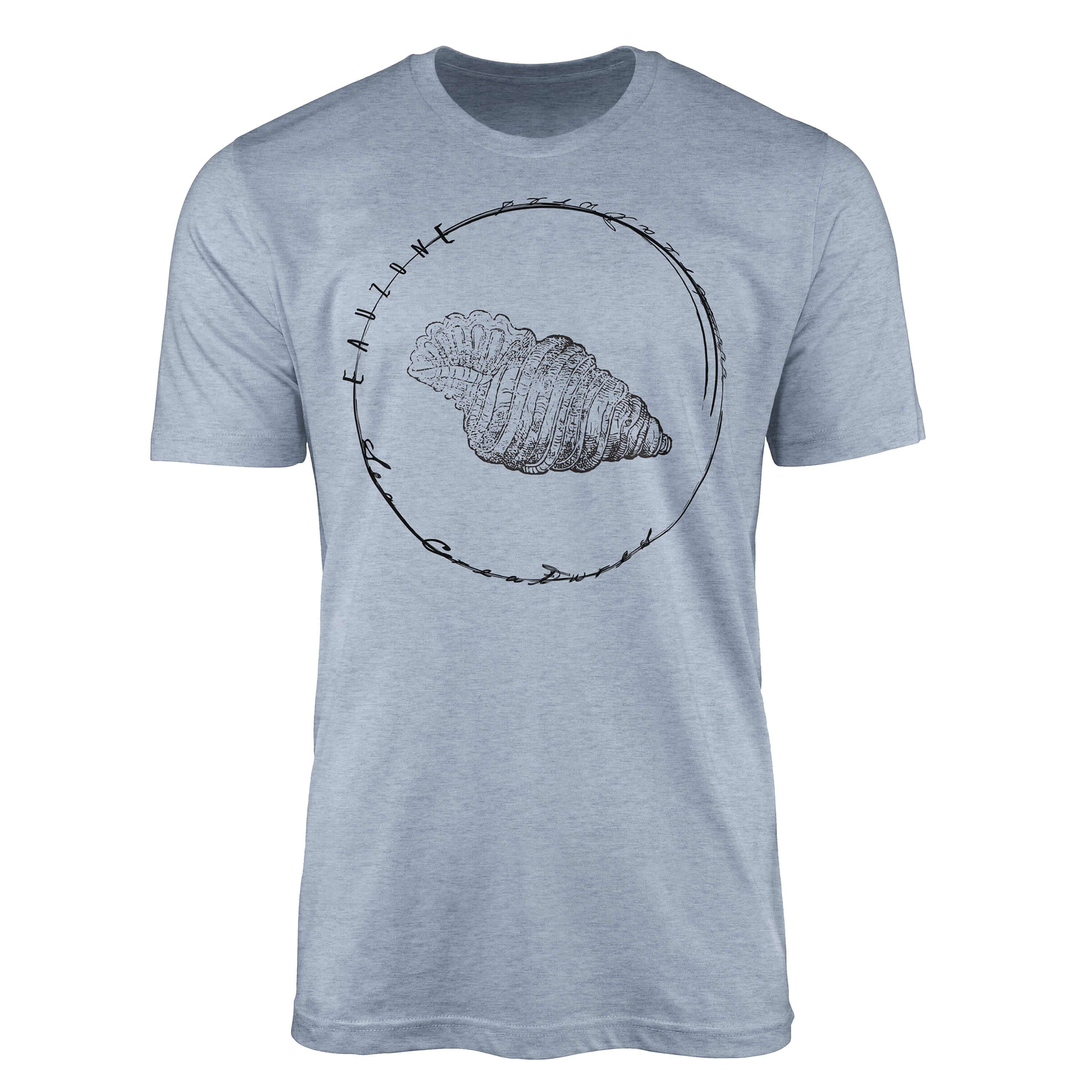 Sinus Art T-Shirt T-Shirt Tiefsee Fische - Serie: Sea Creatures, feine Struktur und sportlicher Schnitt / Sea 029 Stonewash Denim