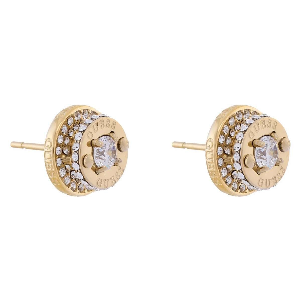 Guess Paar Ohrstecker JUBE05557JWYGT/U, für Damen Coin Pave Goldfarben
