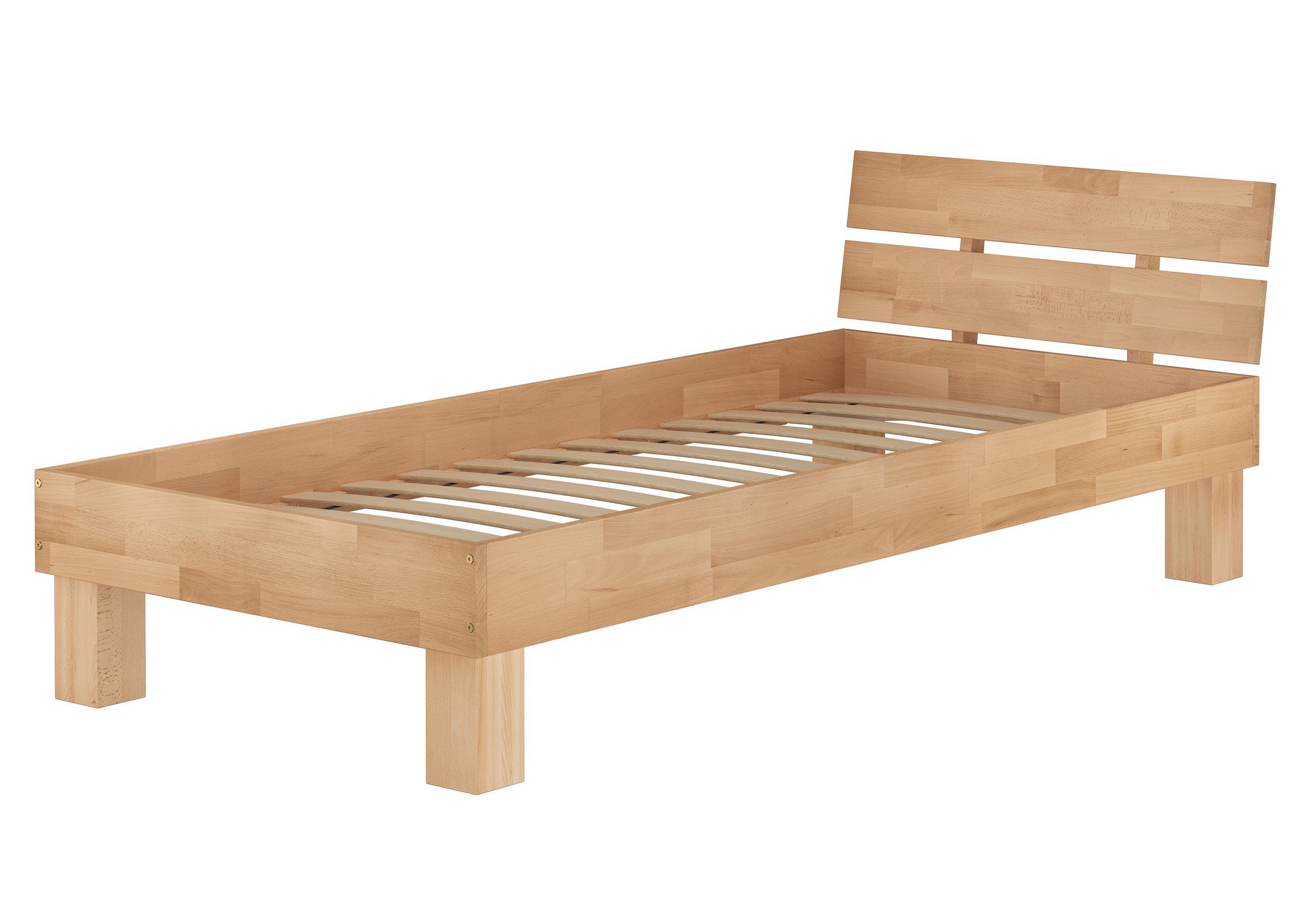 ERST-HOLZ Bett Modernes Buchebett 90x200 mit Federleisten, Buchefarblos lackiert