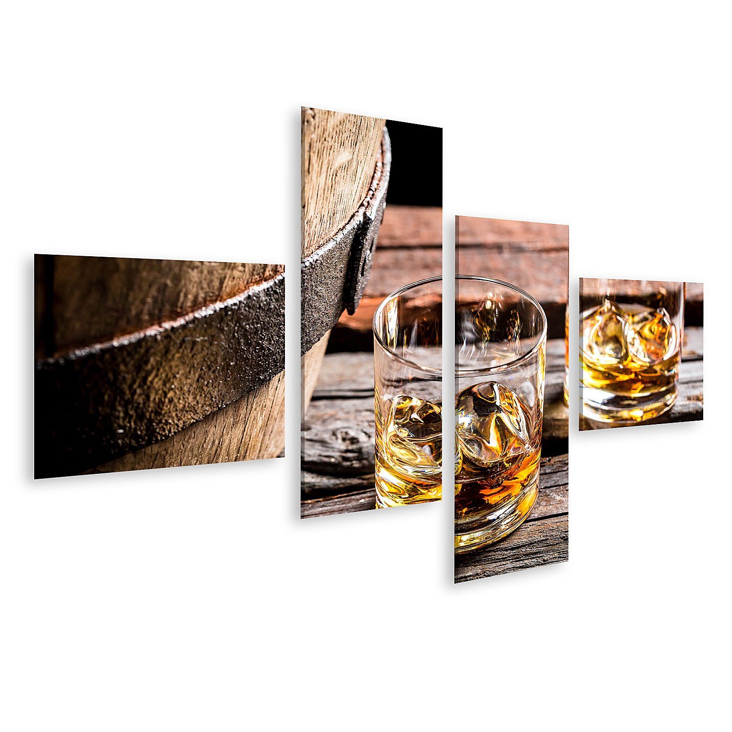 Leinwandbild Bild auf Leinwand Glas Whisky Im Alten Keller Wandbild Leinwandbild W