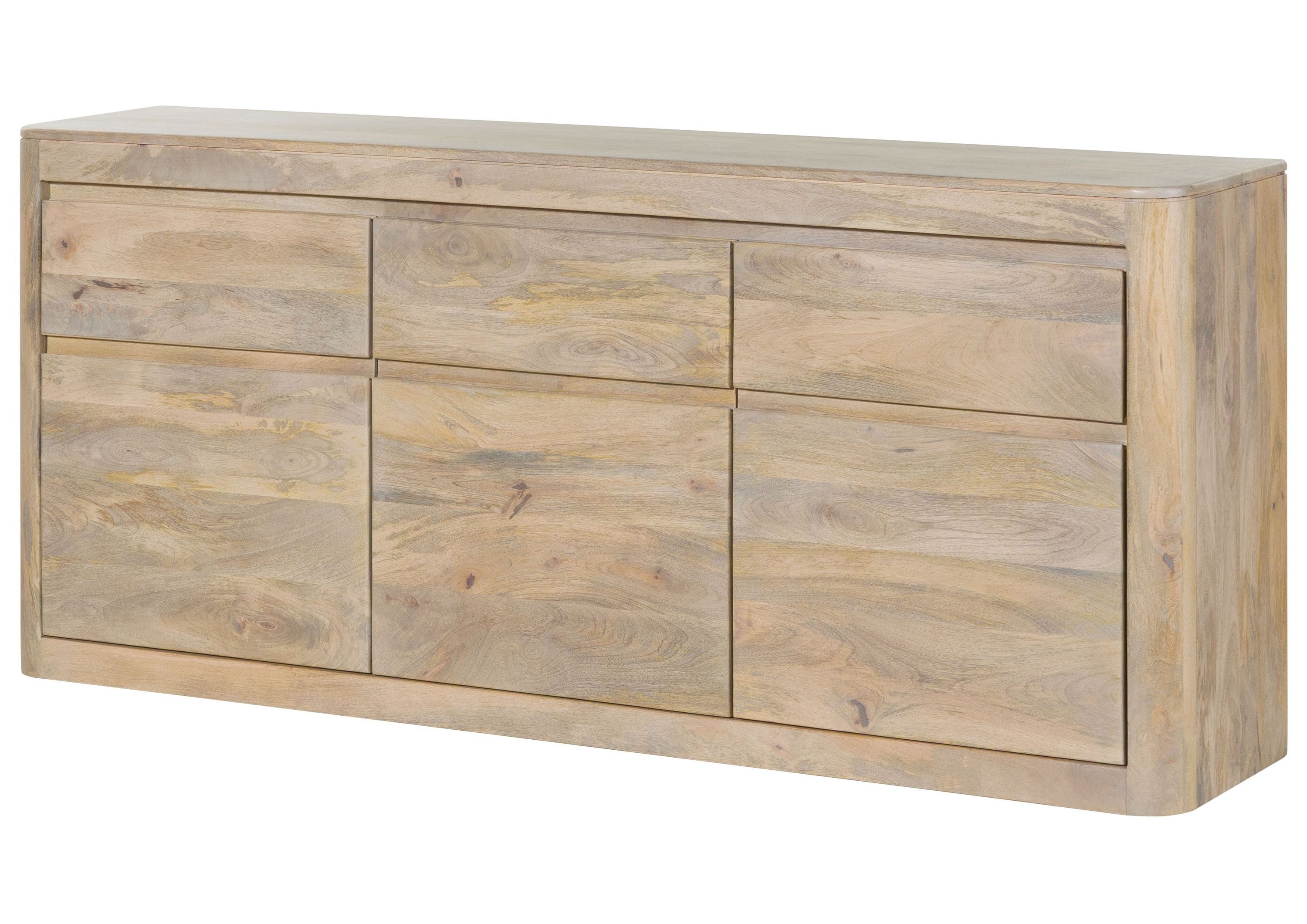 Massivmoebel24 Sideboard TORONTO (Massivholz), Mango 185x40x80 weiß lackiert TORONTO #301