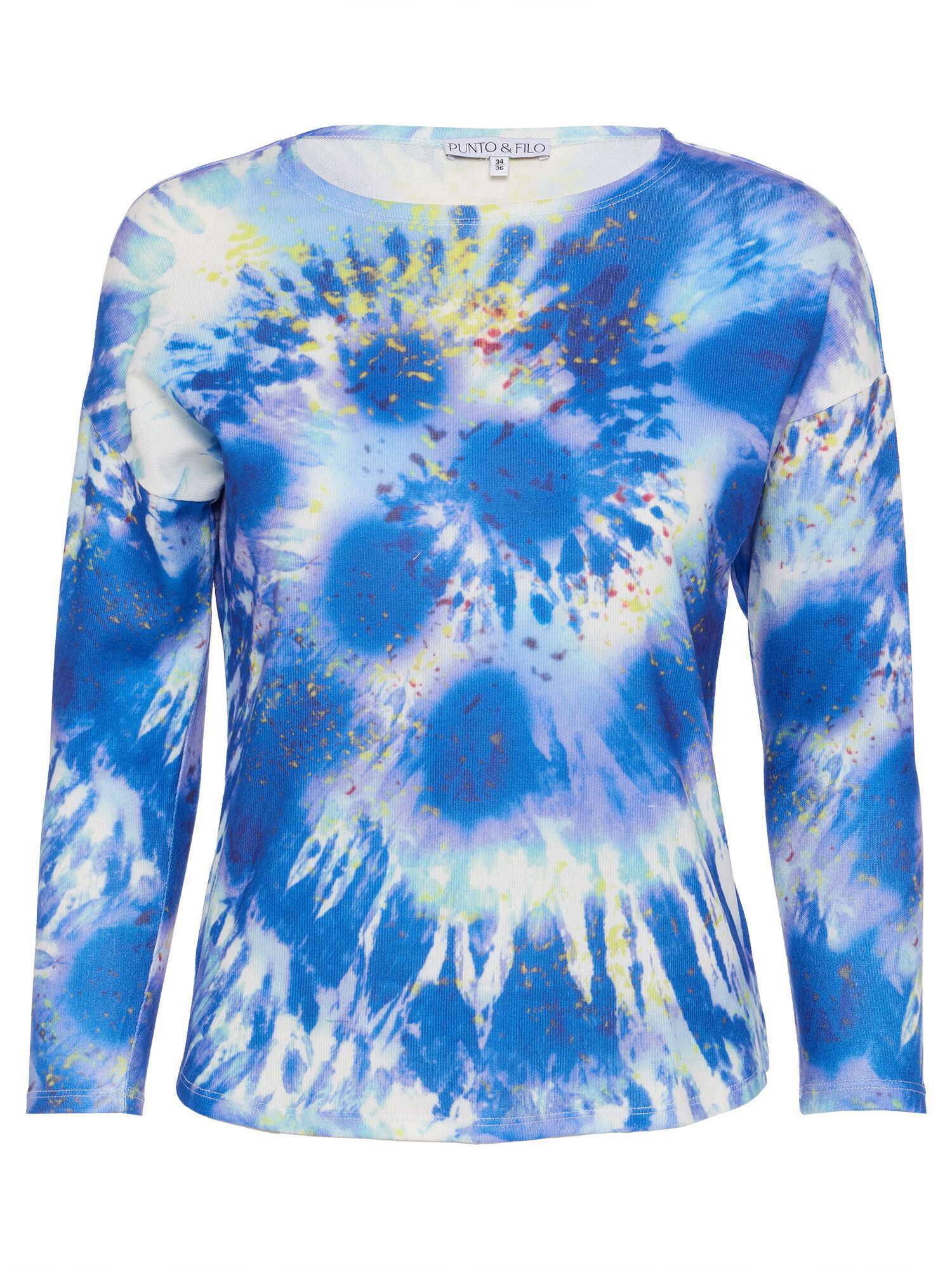 PUNTO & FILO Strickpullover Sweatshirt figurumspielend mit Batikdruck