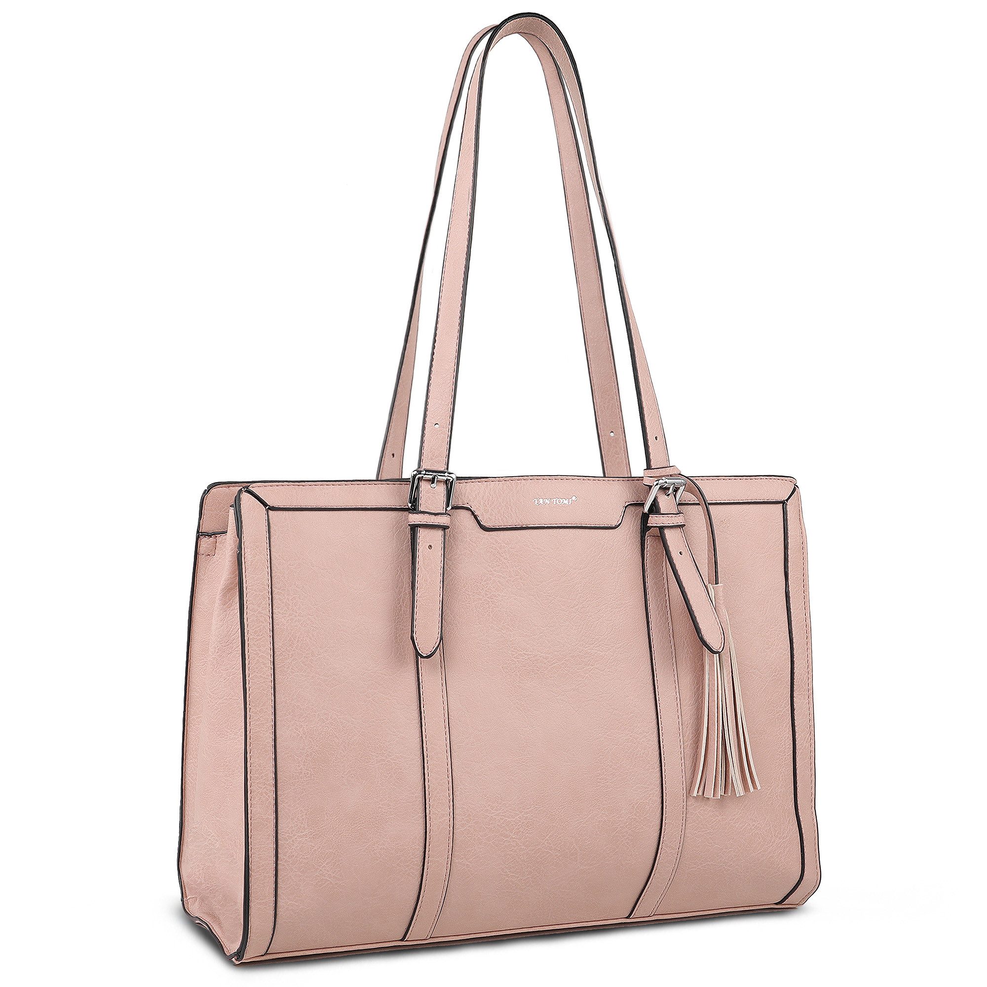 TAN.TOMI Handtasche Große Business Handtasche Damen Leder Schultertasche Arbeit Schule, Bürotasche Damen 15.6 Zoll Notebookt mit 3 Fächern für Büro Schule