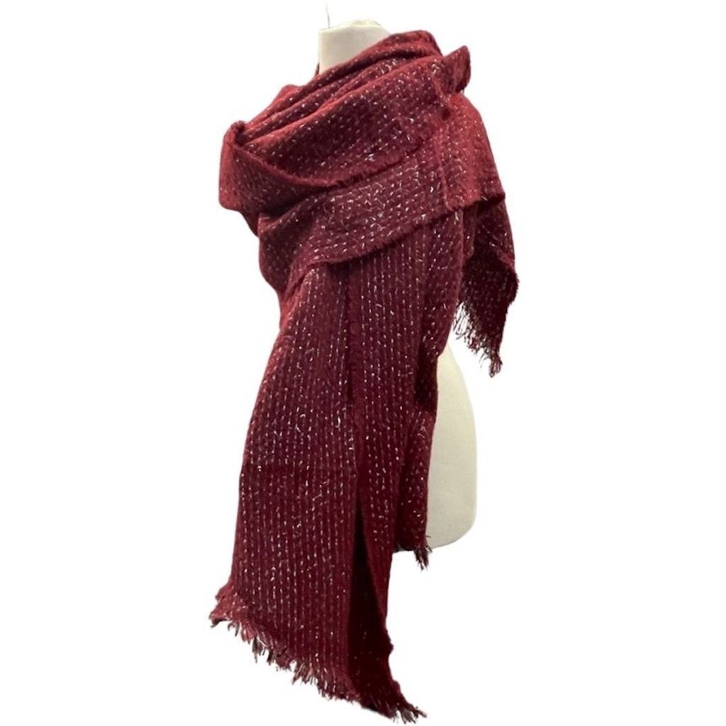 BZNA Wollschal Großer langer Breiter Kuschel Glitzer Damenschal Silber Stola