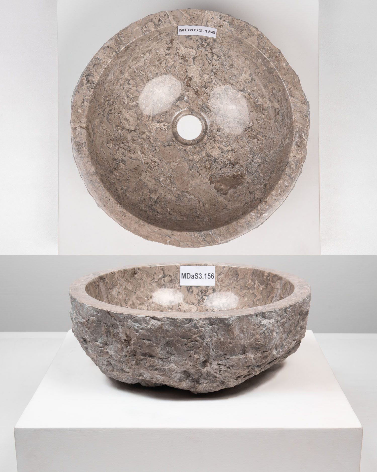 wohnfreuden Aufsatzwaschbecken Erosi Marmor Waschbecken 40 cm grau (Kein Set), 125883_MDaS3.156