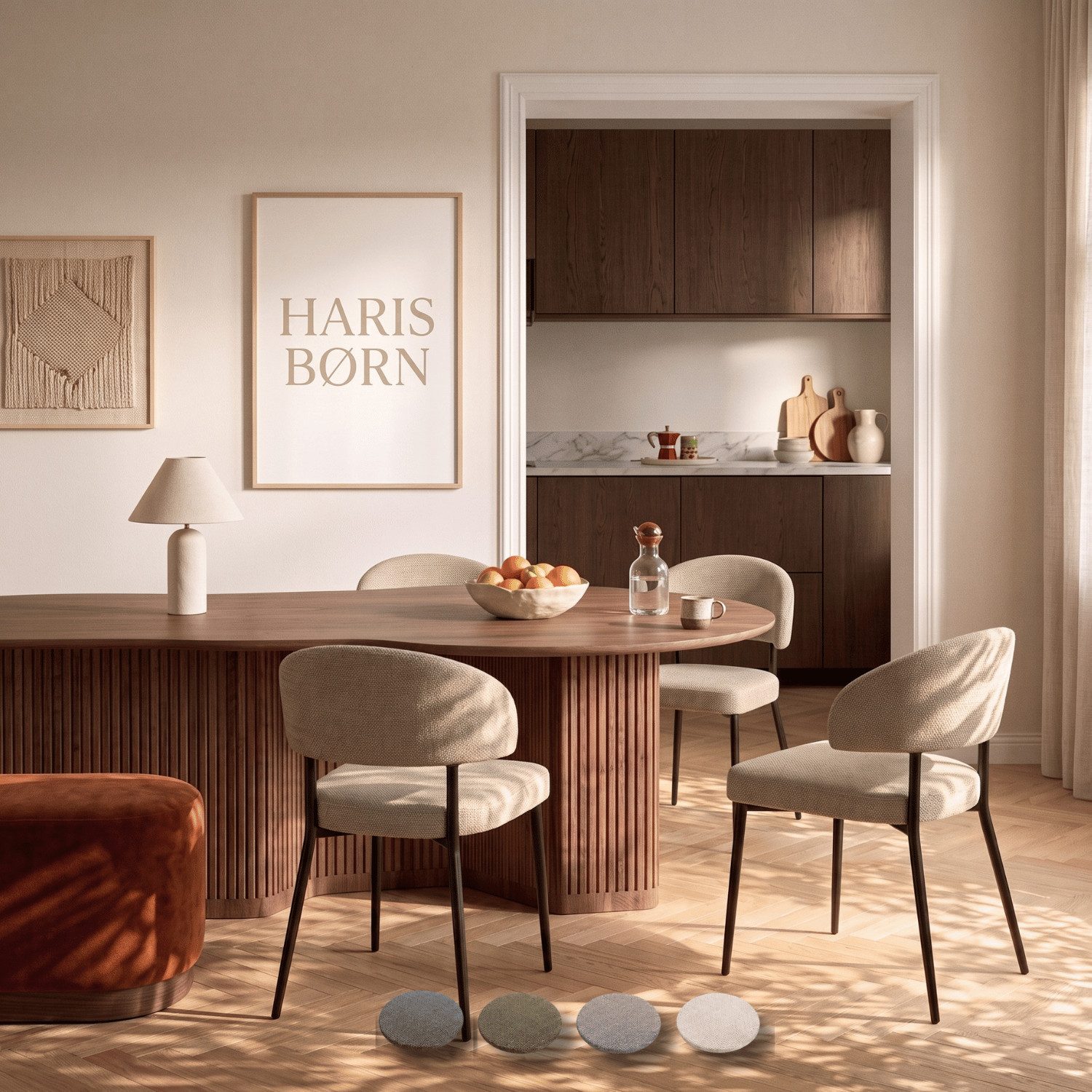 Haris Børn Esszimmerstuhl Polsterstühle für Esszimmer - Esszimmerstühle (Set, 4 St), Beige - Esszimmer Stühle & Esstisch Stühle, Moderner Polsterstuhl
