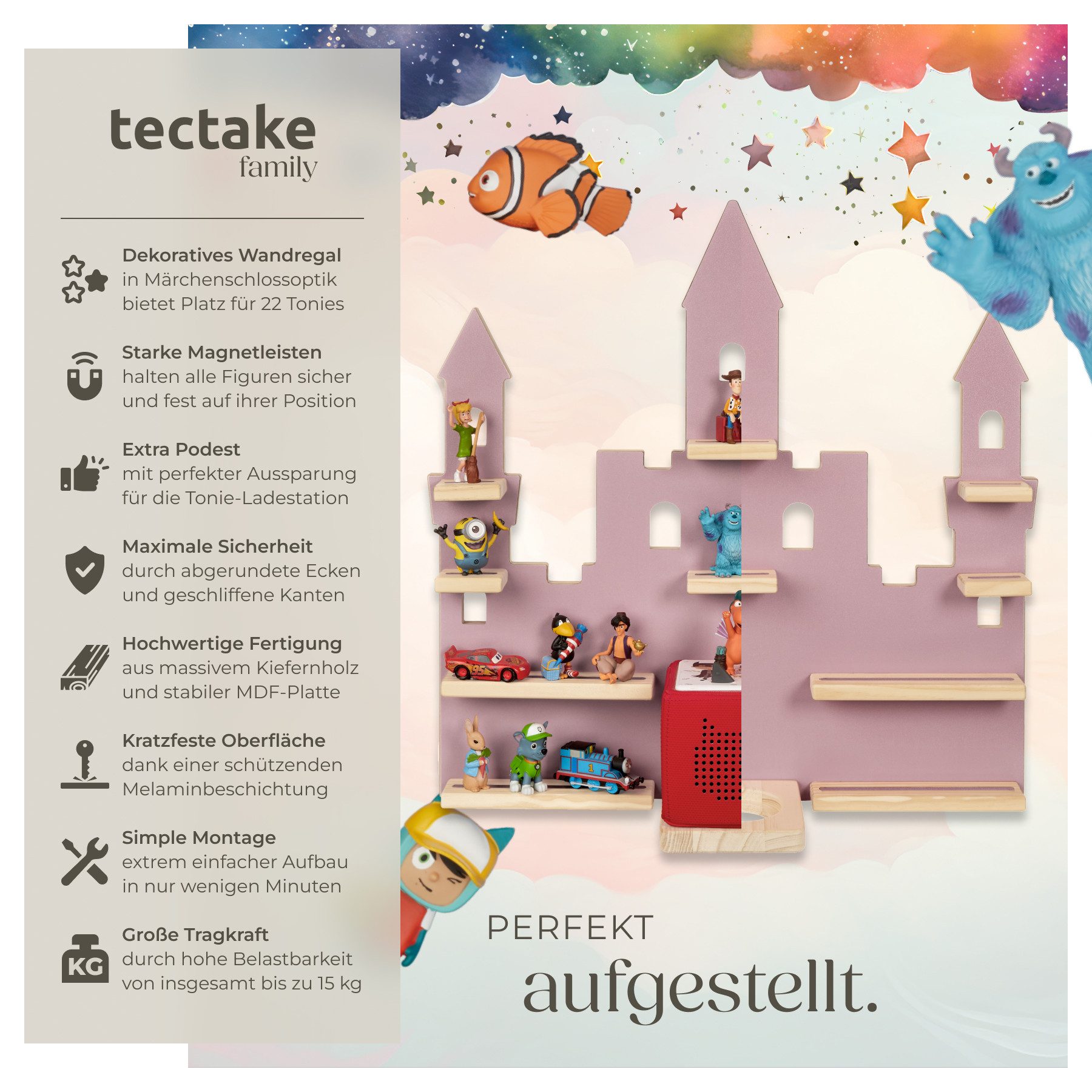 tectake Wandregal MyLittleStory Princess Castle, Einzelstück, günstig online kaufen