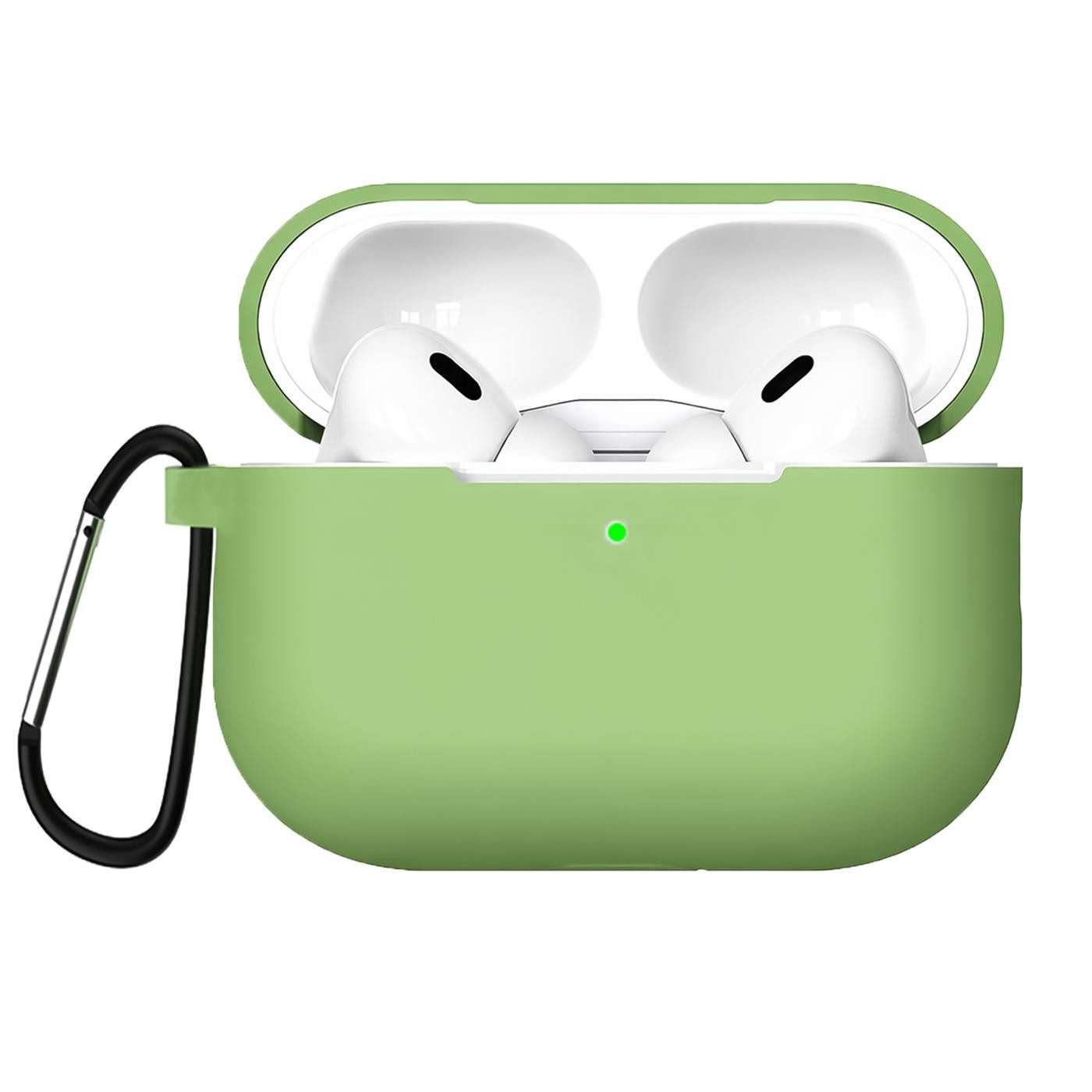CoolGadget Kopfhörer-Schutzhülle Basic Silikon Hülle für AirPods Pro 2 Schutzhülle mit Karabiner, Soft Touch Case, stoßfest, rutschfest, 360° Schutz, kabellos ladbar