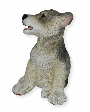 Castagna Tierfigur Deko Figur Wolf Welpe Jungtier sitzend Kollektion Castagna aus Resin/ Kunststein H 22 cm Tierfigur