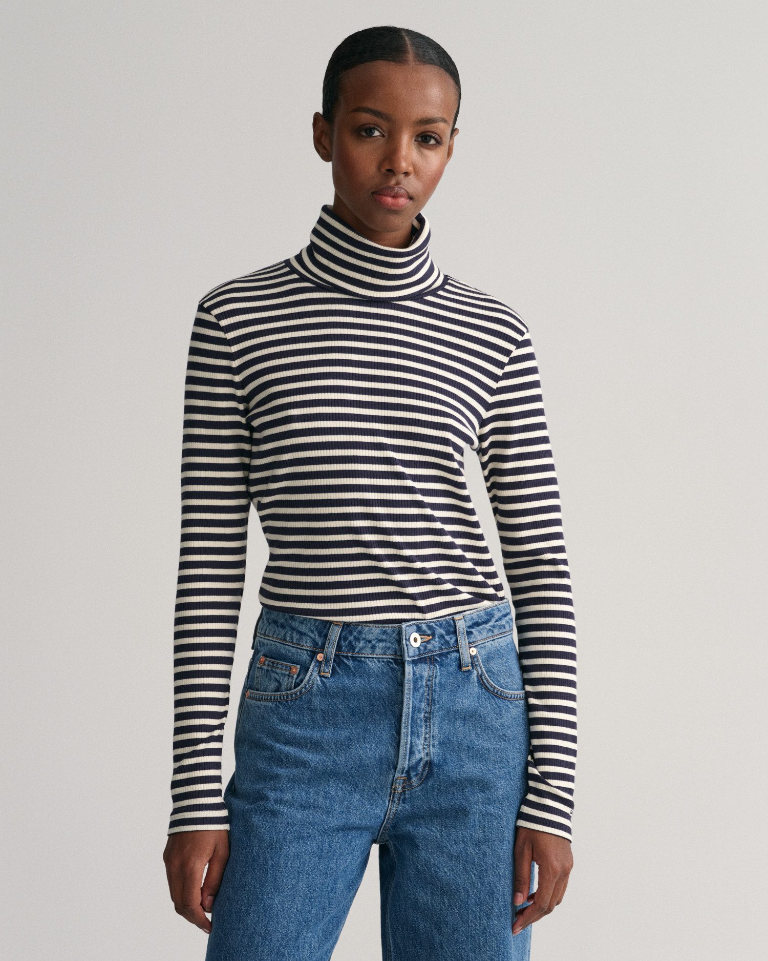 Rollkragenshirt SLIM STRIPED RIB TURTLENECK