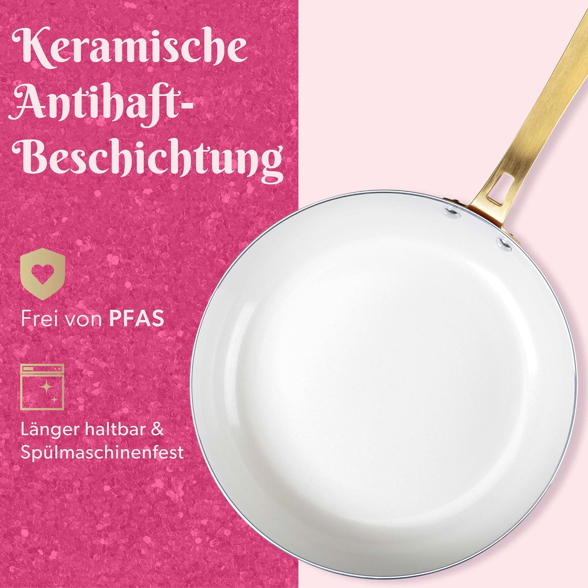 Paris Hilton Bratpfanne Aluminium Pfanne mit Keramischer Antihaft-Beschichtung, 26cm Induktion