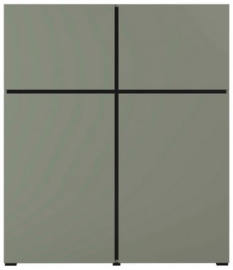 Helvetia Highboard Cross (Cross, 1 St., Highboard 4-türiges), 119,5x40x139cm salbei schwarz