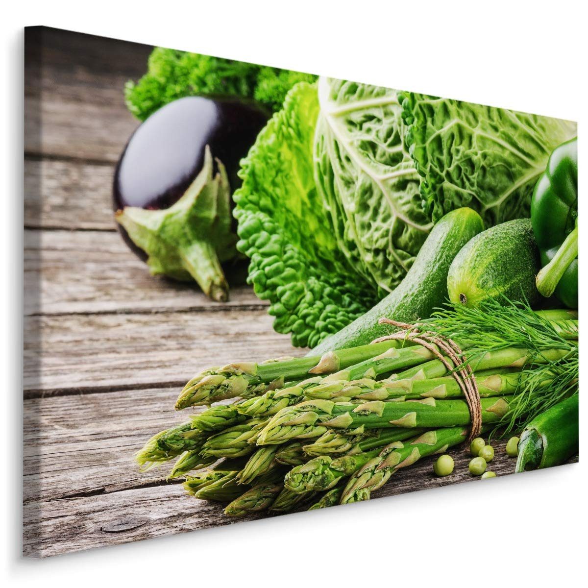 Muralo Leinwandbild Abstrakt – Leinwandbild Wandbild Kunstdruck Wohnzimmer, Abstrakt (1 St), Essen – Gemüse – Salate, 70 x 50 cm, aufhängefertig