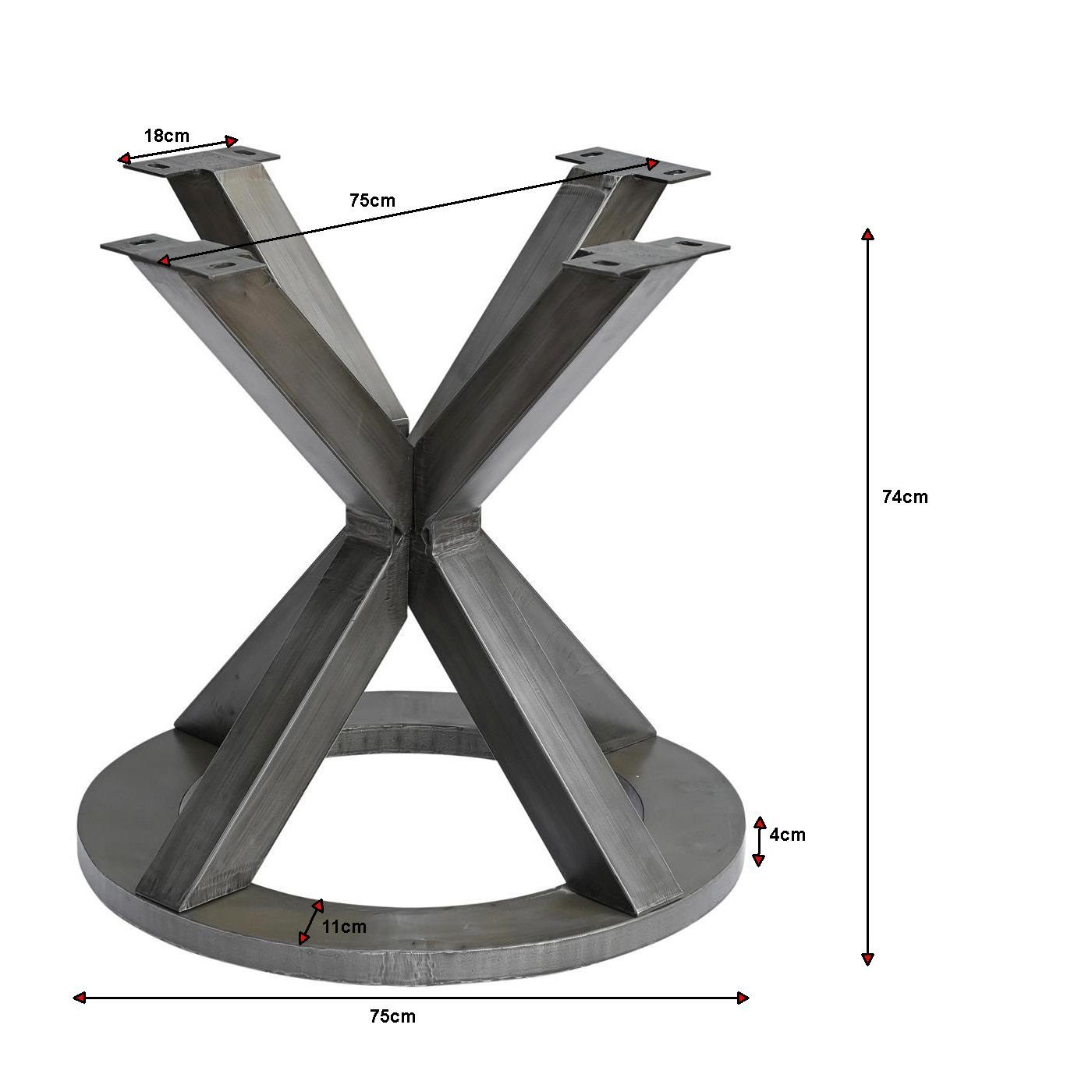 baario Tischgestell Tischbein Tischfuß Metall rund, Esstisch MERID geschmiedet Design grau Eisen