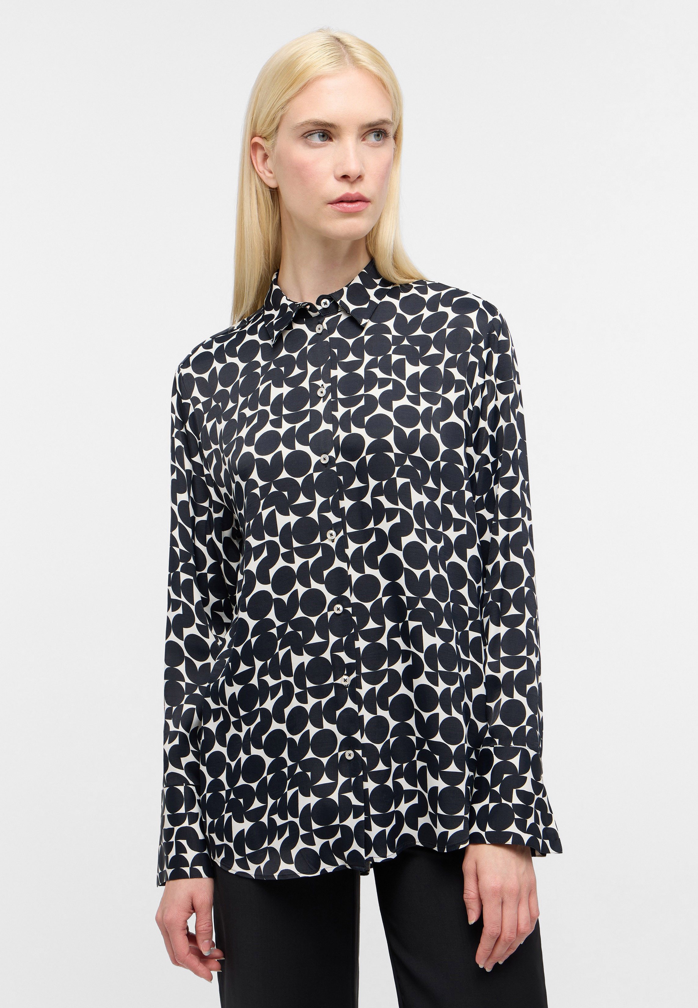 Eterna Blusentop ETERNA LOOSE FIT Langarm Bluse beige-schwarz print 7756-25-D923