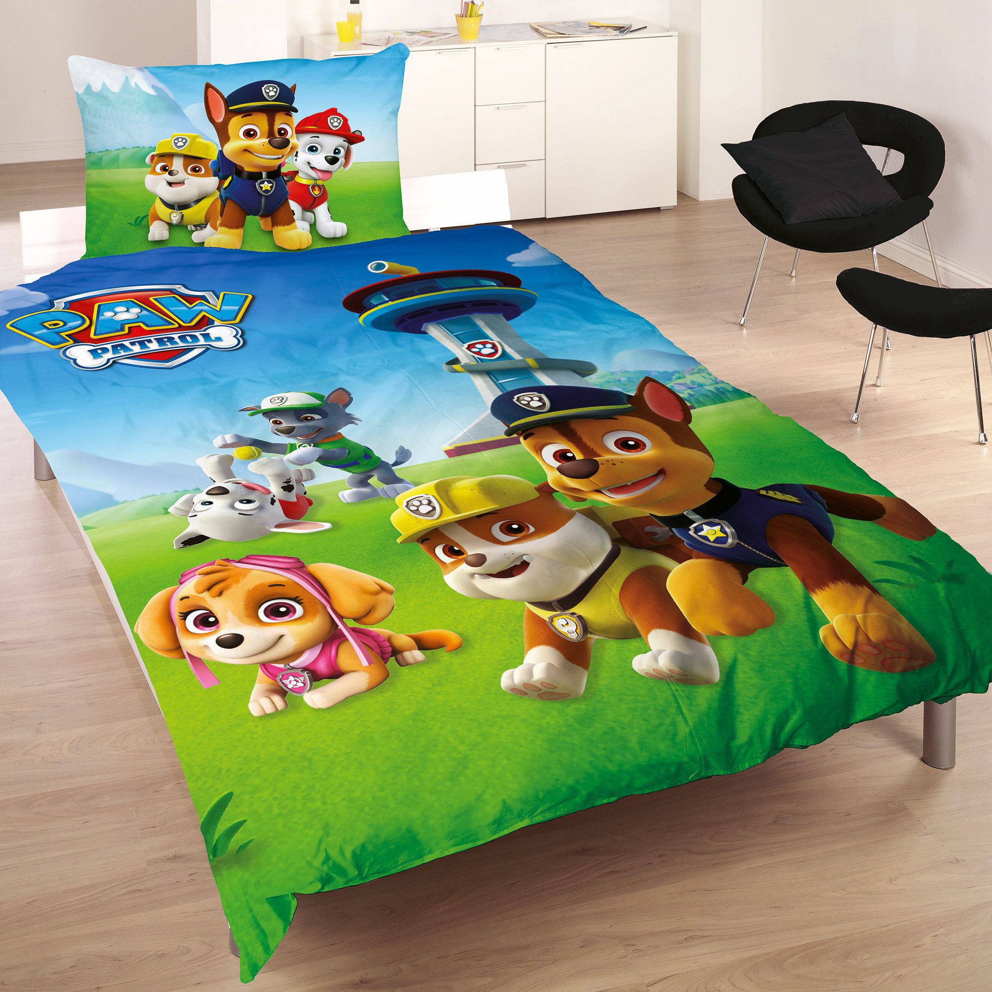 BERONAGE Kinderbettwäsche Paw Patrol Bettwäsche Team Blau Linon / Renforcé, günstig online kaufen