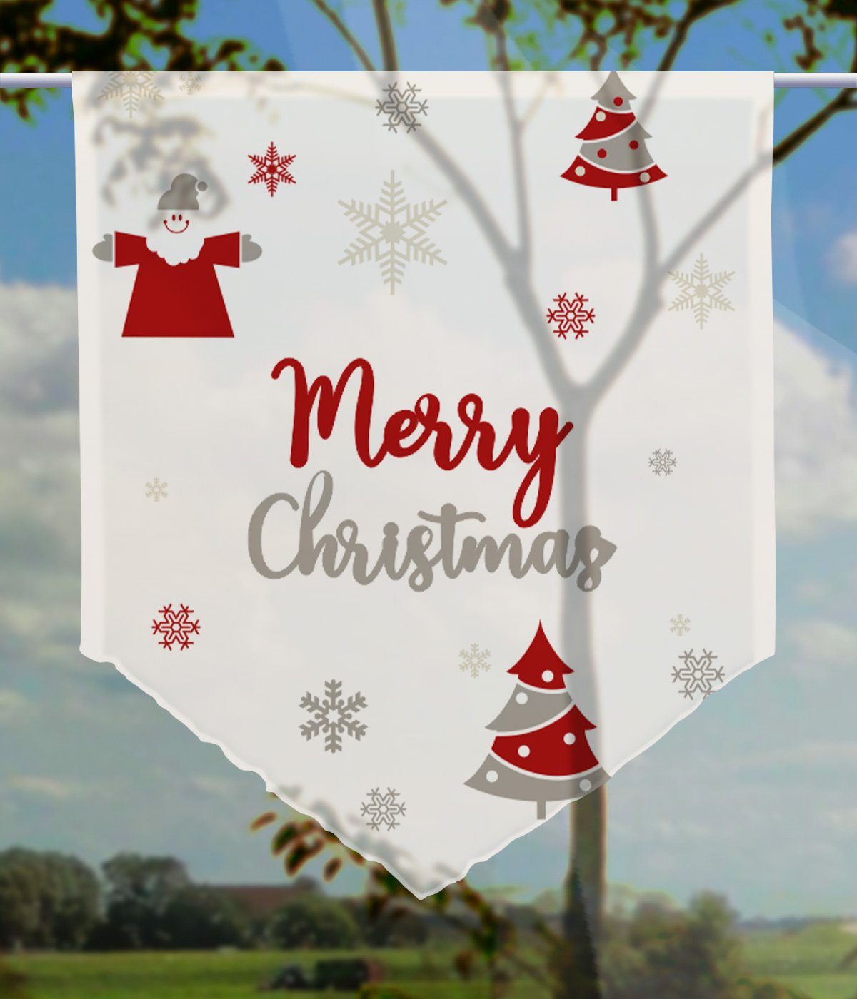 gardinen-for-life Scheibengardine Scheibenhänger spitz "Meine Weihnachten günstig online kaufen