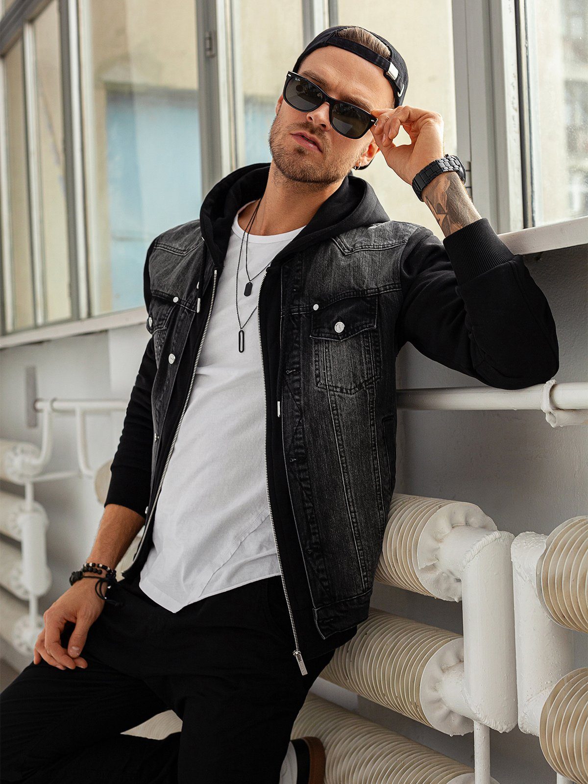 OMBRE Jeansjacke Denim-Katana-Jacke für Männer mit günstig online kaufen