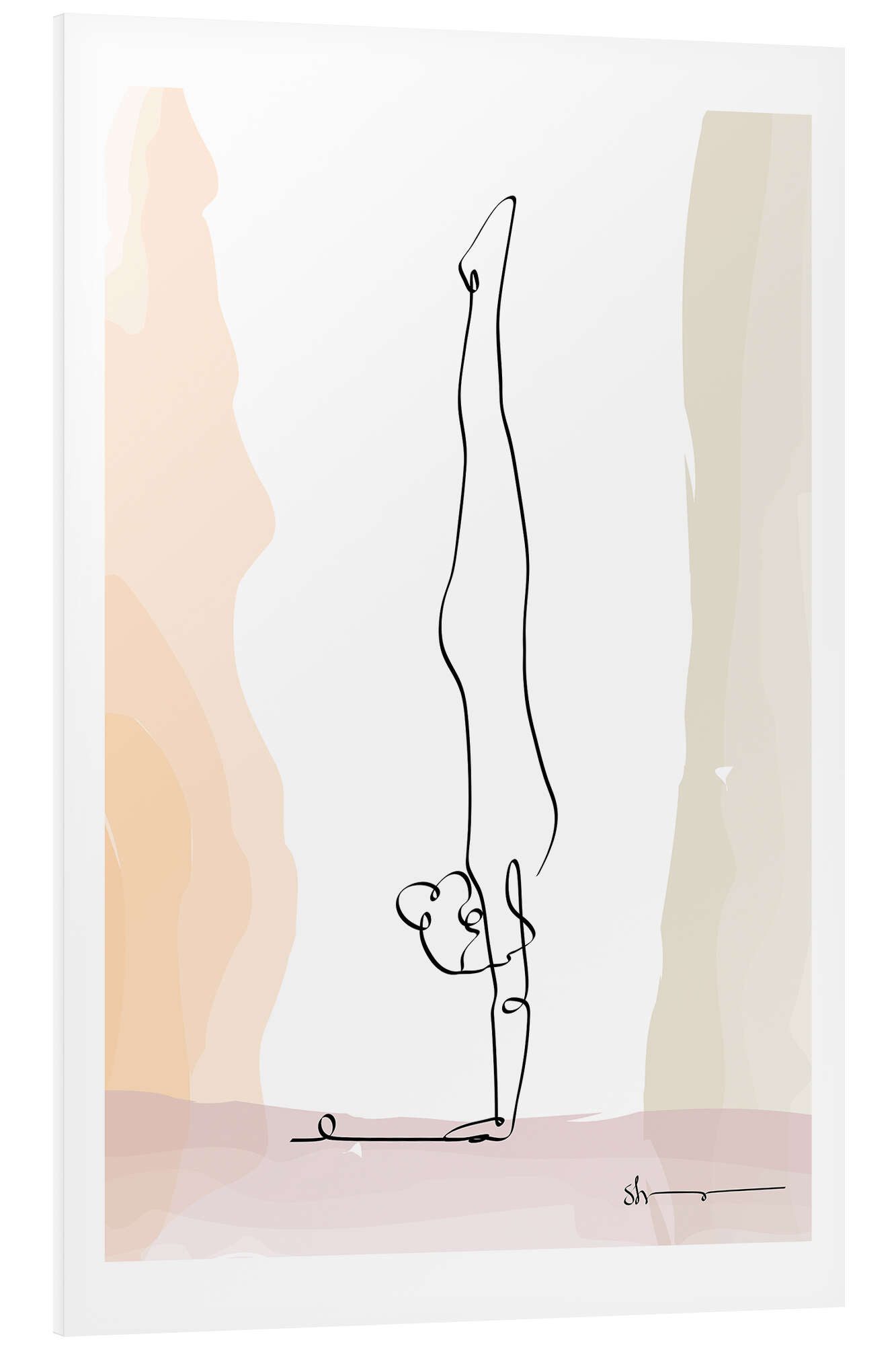 Posterlounge Forex-Bild Yoga In Art, Handstand (Vrikshasana), Fitnessraum Minimalistisch Illustration