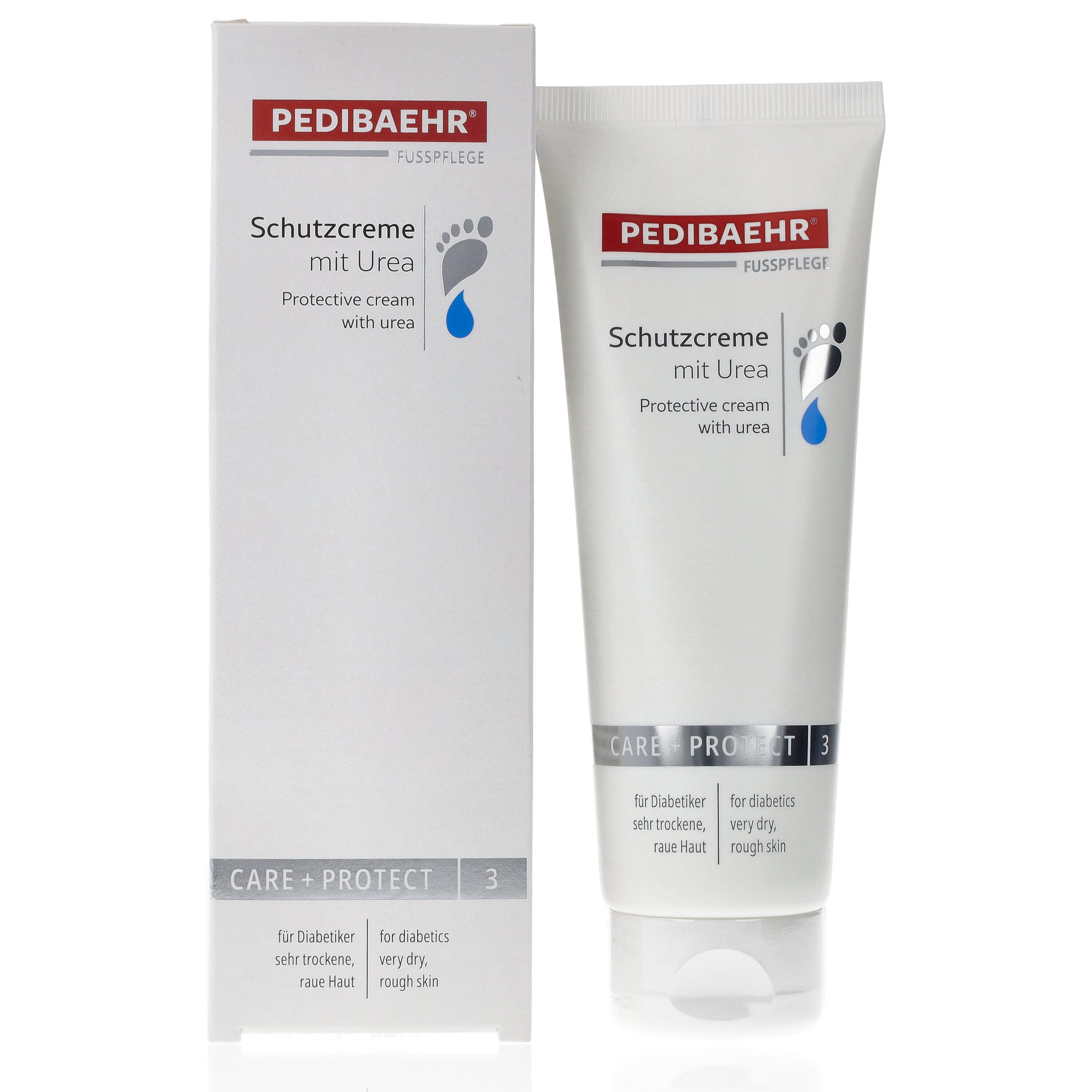 Pedibaehr Fußpflegecreme Pedibaehr Schutzcreme mit Urea 125ml Diabetiker geeignet, 1-tlg., mit 10% Urea, Bisabolo, Panthenol, Macadamia- & Hanföl