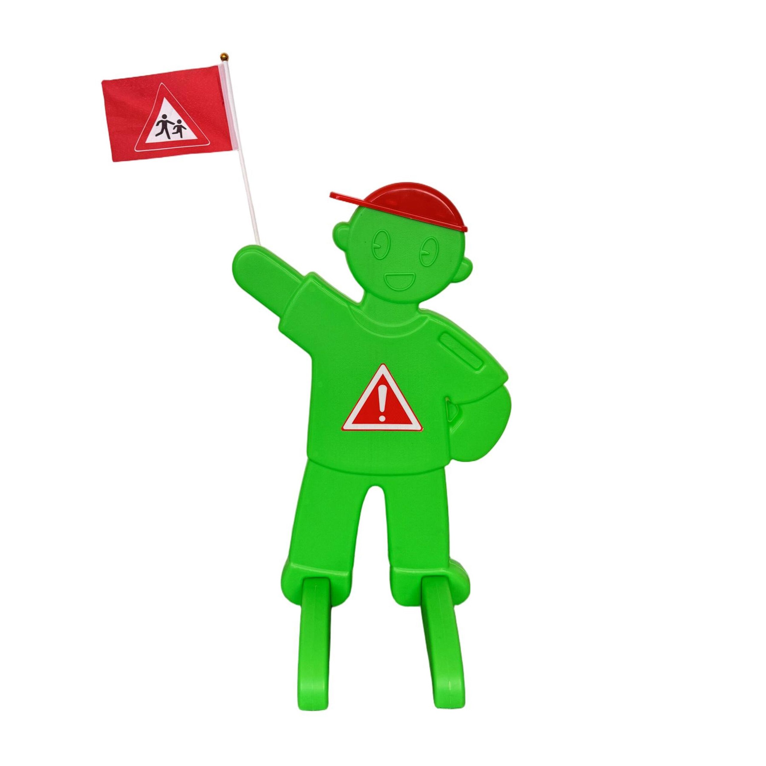 relaxdays Warnschild Warnfigur Kinder mit Fahne, (1 St), grün