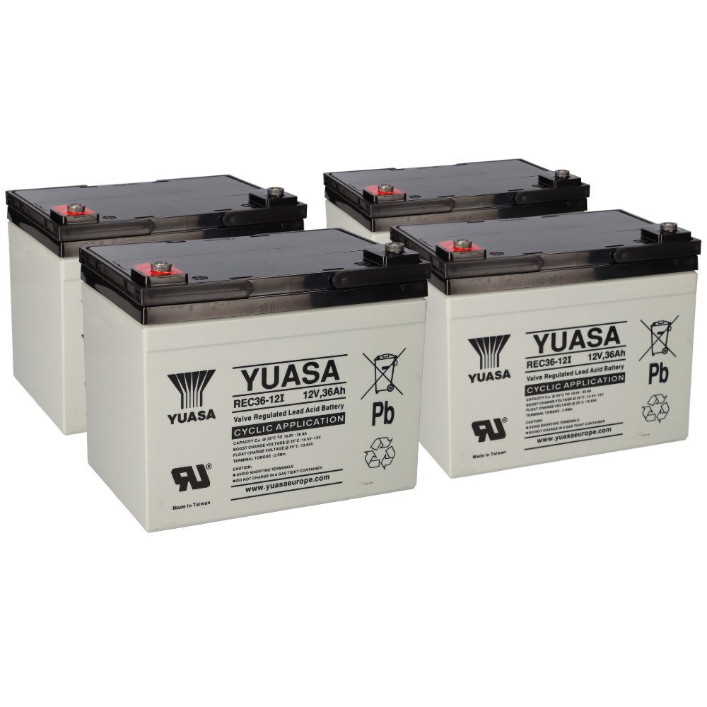 Yuasa Akku 4x 12V 36Ah passend für E-Mobil, Rollstuhl, E-Scooter Bleiakkus