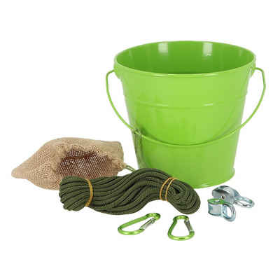 Rivanto Outdoor-Spielzeug, Eisen, Seil, Flaschenzug Komplett-Set, Durchmesser 16 cm