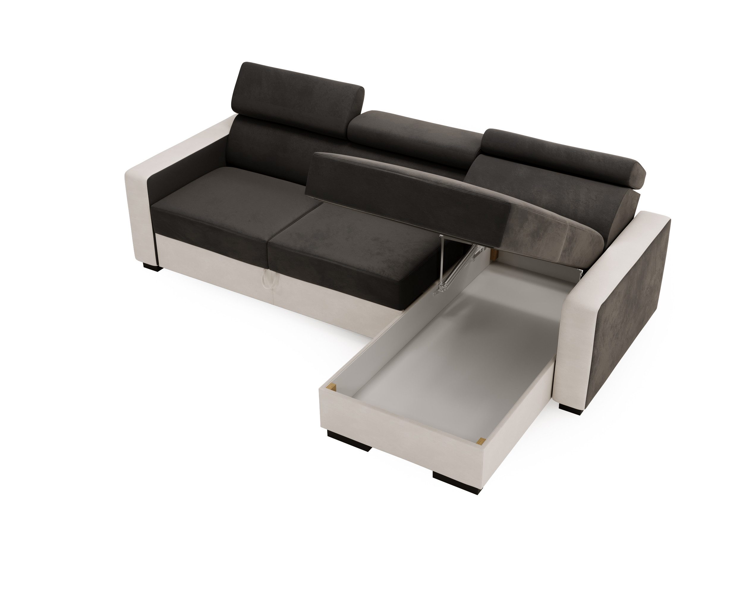 Goldstoff Ecksofa mit Schlaffunktion & Bettkasten günstig online kaufen