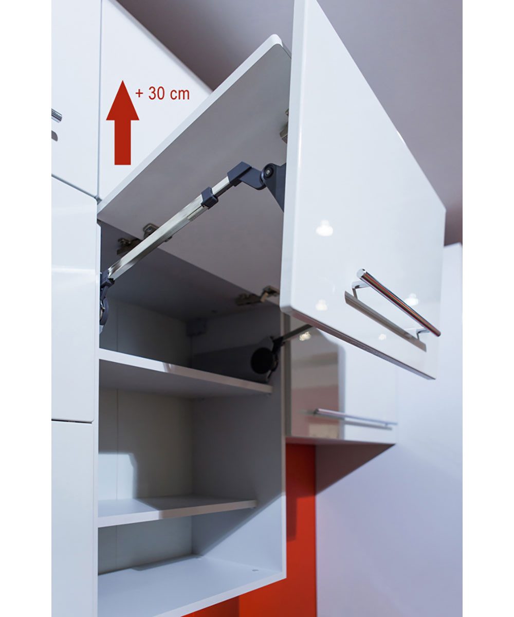 Feldmann-Wohnen Faltlifthängeschrank Bari (W8B/90-AV, 2-geteilte Hochfaltklappe, 2 Einlegeböden, 1-St., moderne Kassettenoptik, lackierte Fronten) 90x32,5x72cm Eiche Artisan / RAL 5024 pastellblau