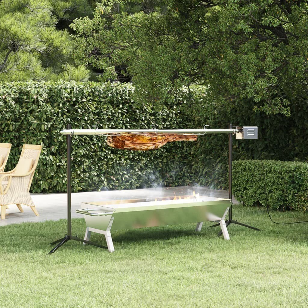 vidaXL Grillkamin Grill Silbern 118x42x30,5 cm Edelstahl
