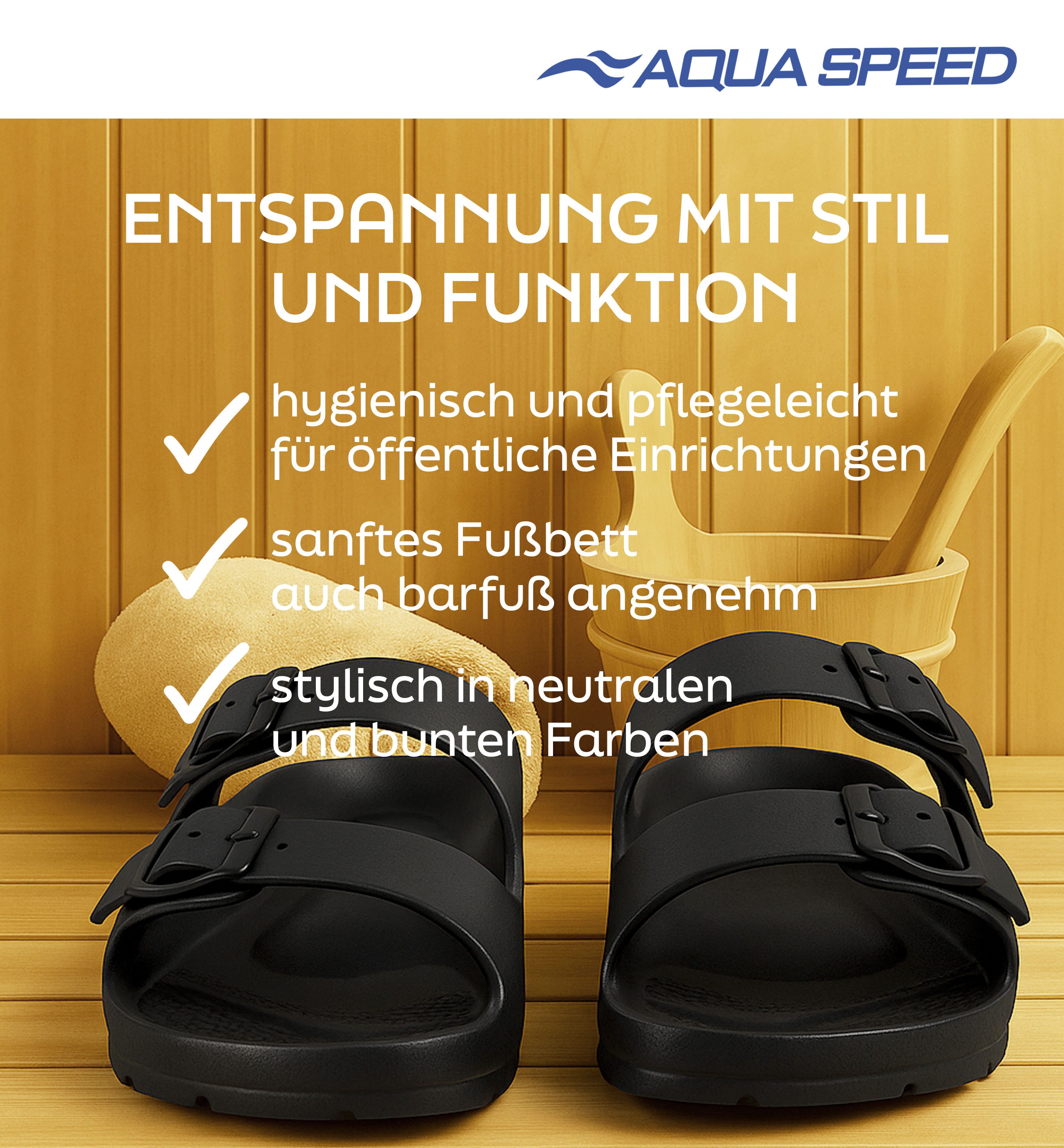 Aqua Speed Strandsandalen Herren Gr. 44 – verstellbar + Handtuch Badesandale (Verstellbare Strandsandalen – robust, schnelltrocknend & leicht) Rutschhemmende EVA-Sandalen – ideal für Strand & Pool