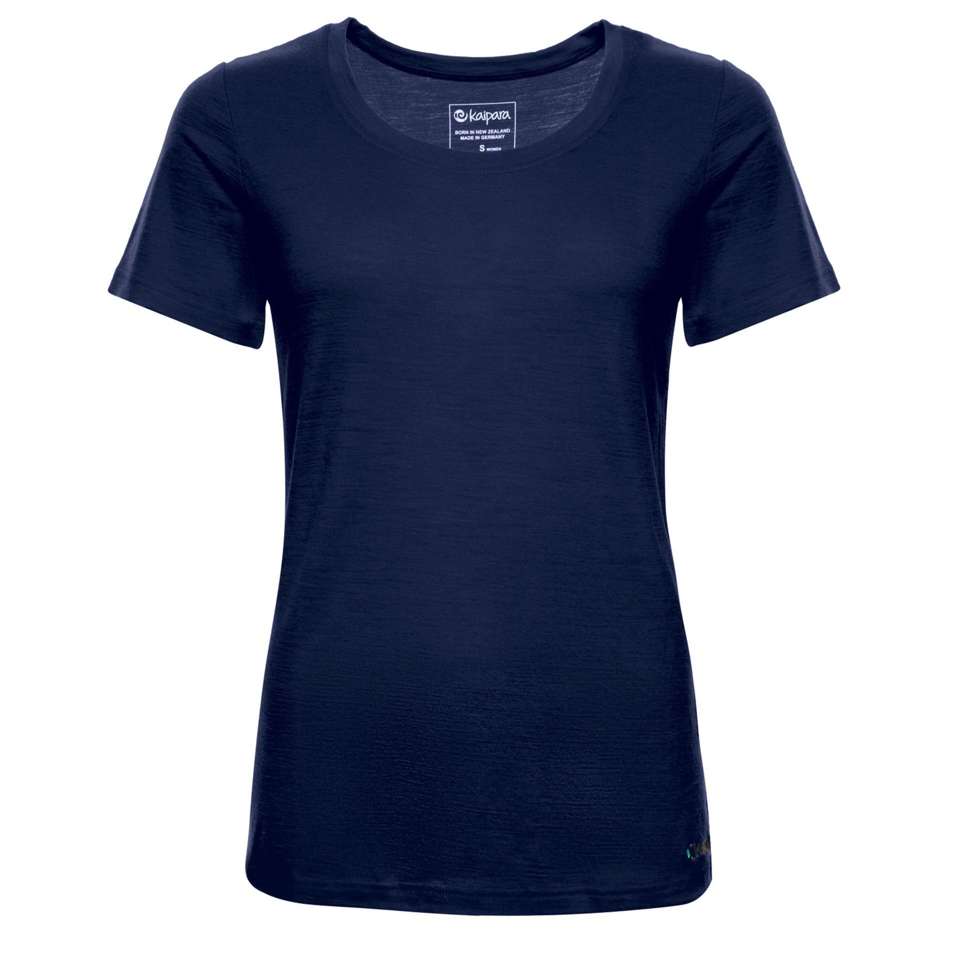 Kaipara - Merino Sportswear Unterhemd Merino Damen-Unterhemd Kurzarm Slimfit 200g warm (1-St) aus reiner Merinowolle Made in Germany Blau